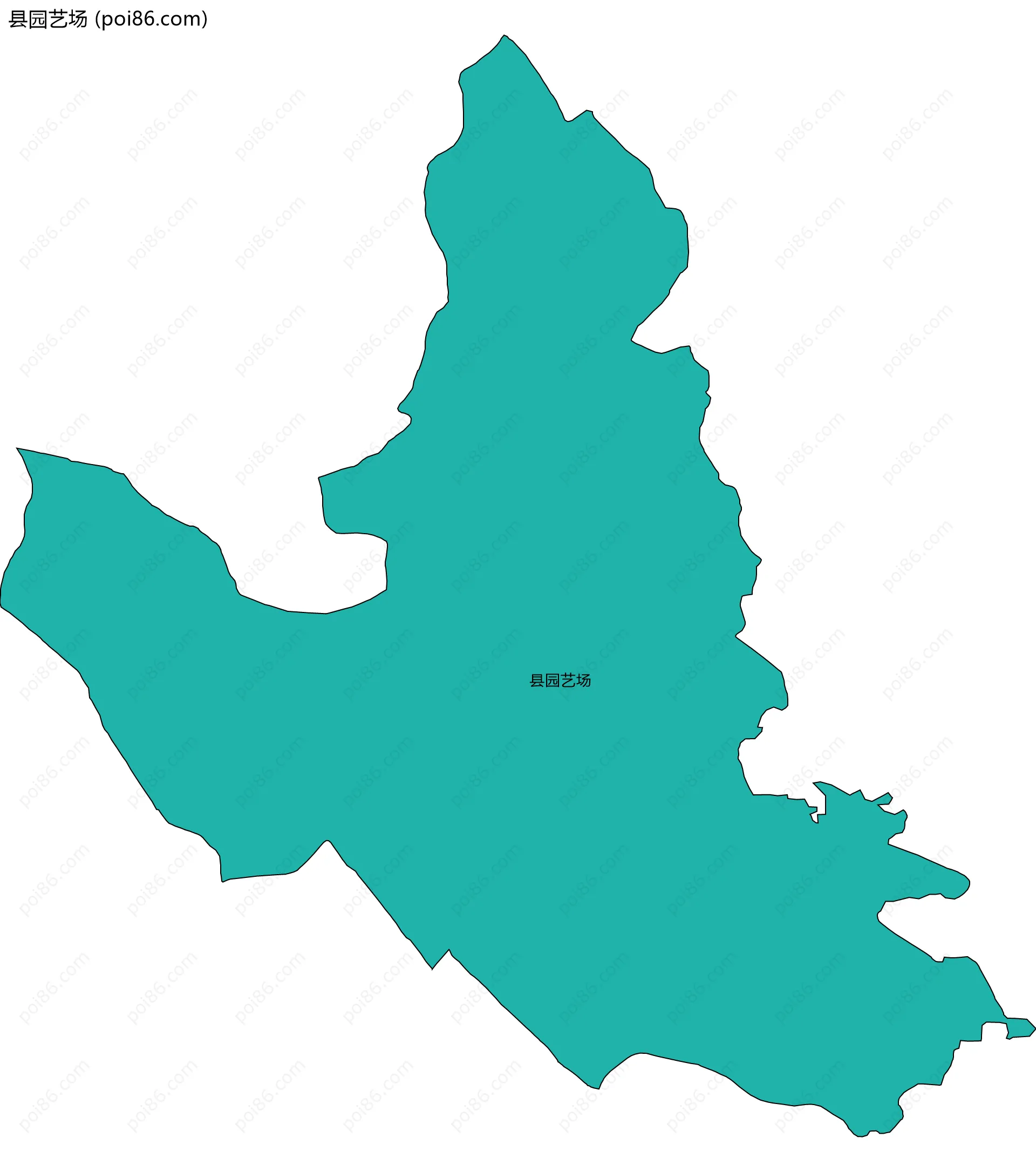 县园艺场边界地图(五级行政区划)