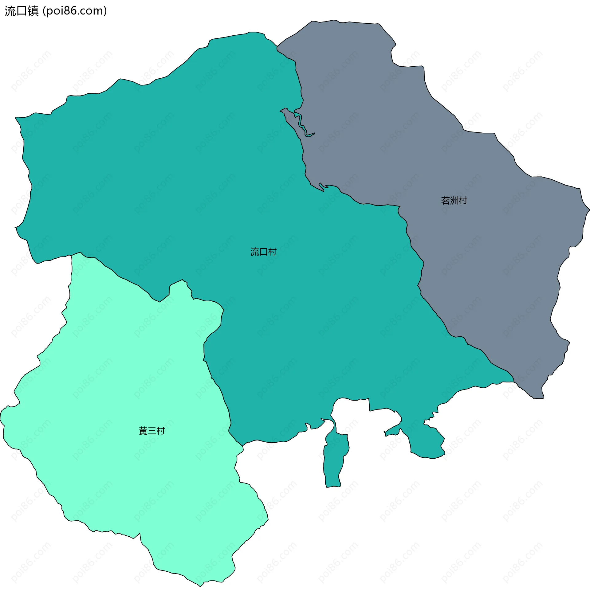 流口镇边界地图(五级行政区划)