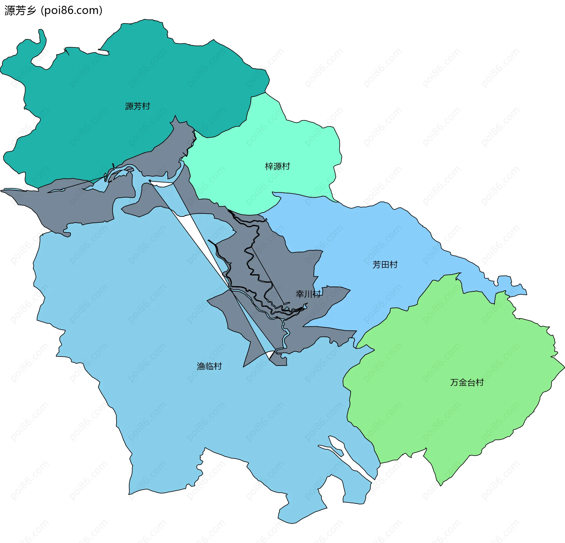 源芳乡边界地图(五级行政区划)
