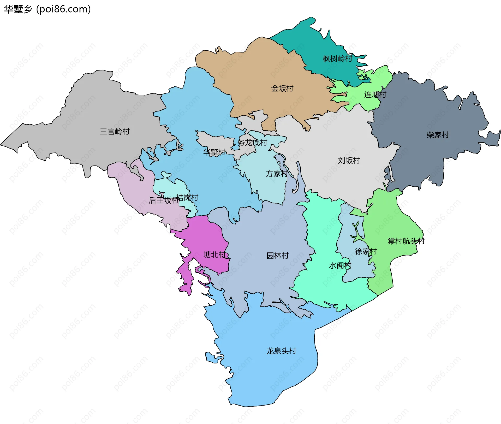 华墅乡边界地图(五级行政区划)