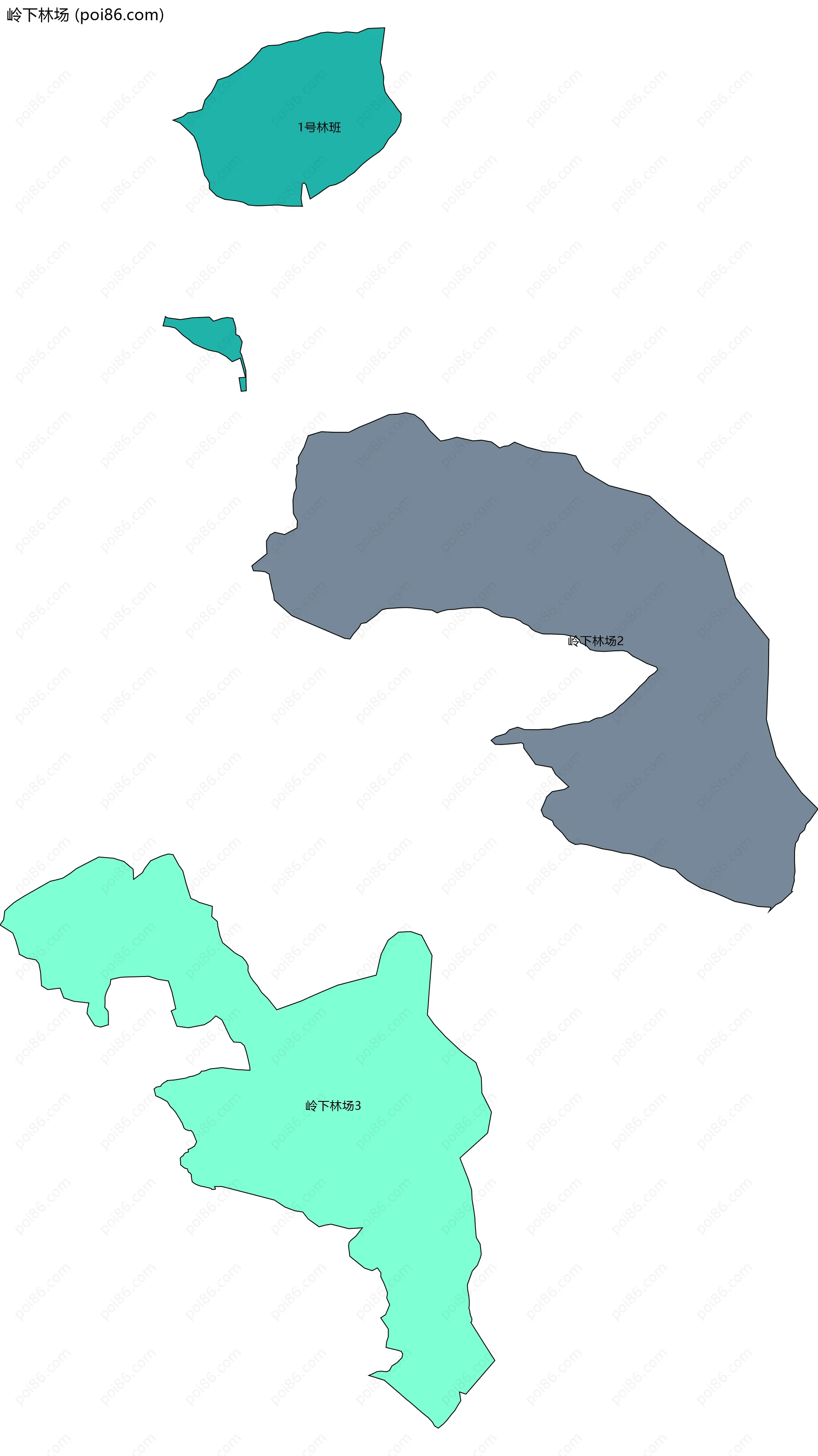 岭下林场边界地图(五级行政区划)