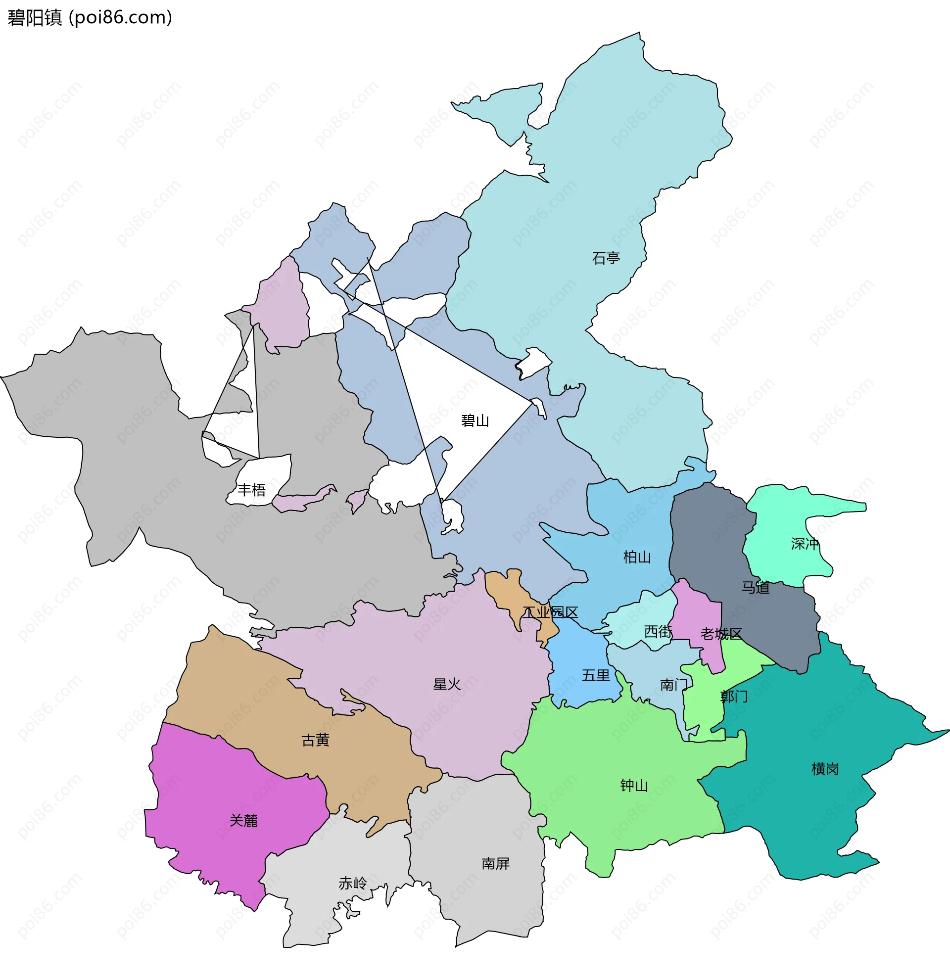 碧阳镇边界地图(五级行政区划)