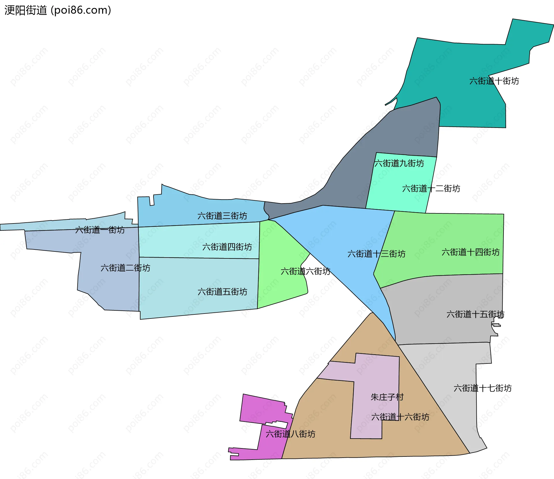 浭阳街道边界地图(五级行政区划)