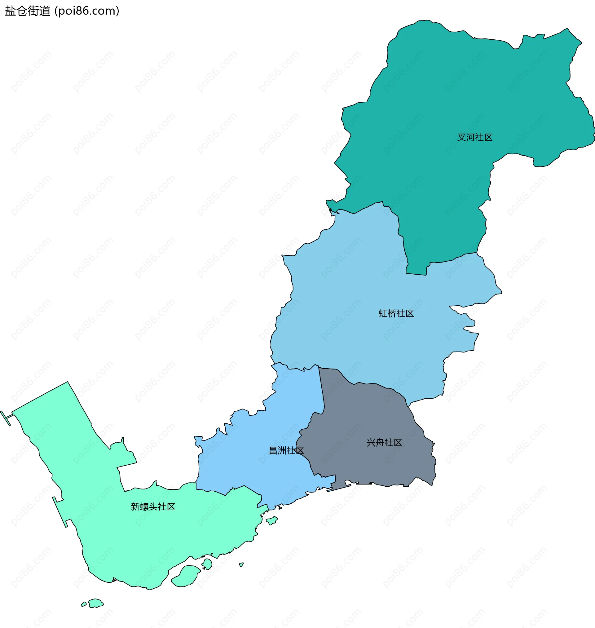 盐仓街道边界地图(五级行政区划)