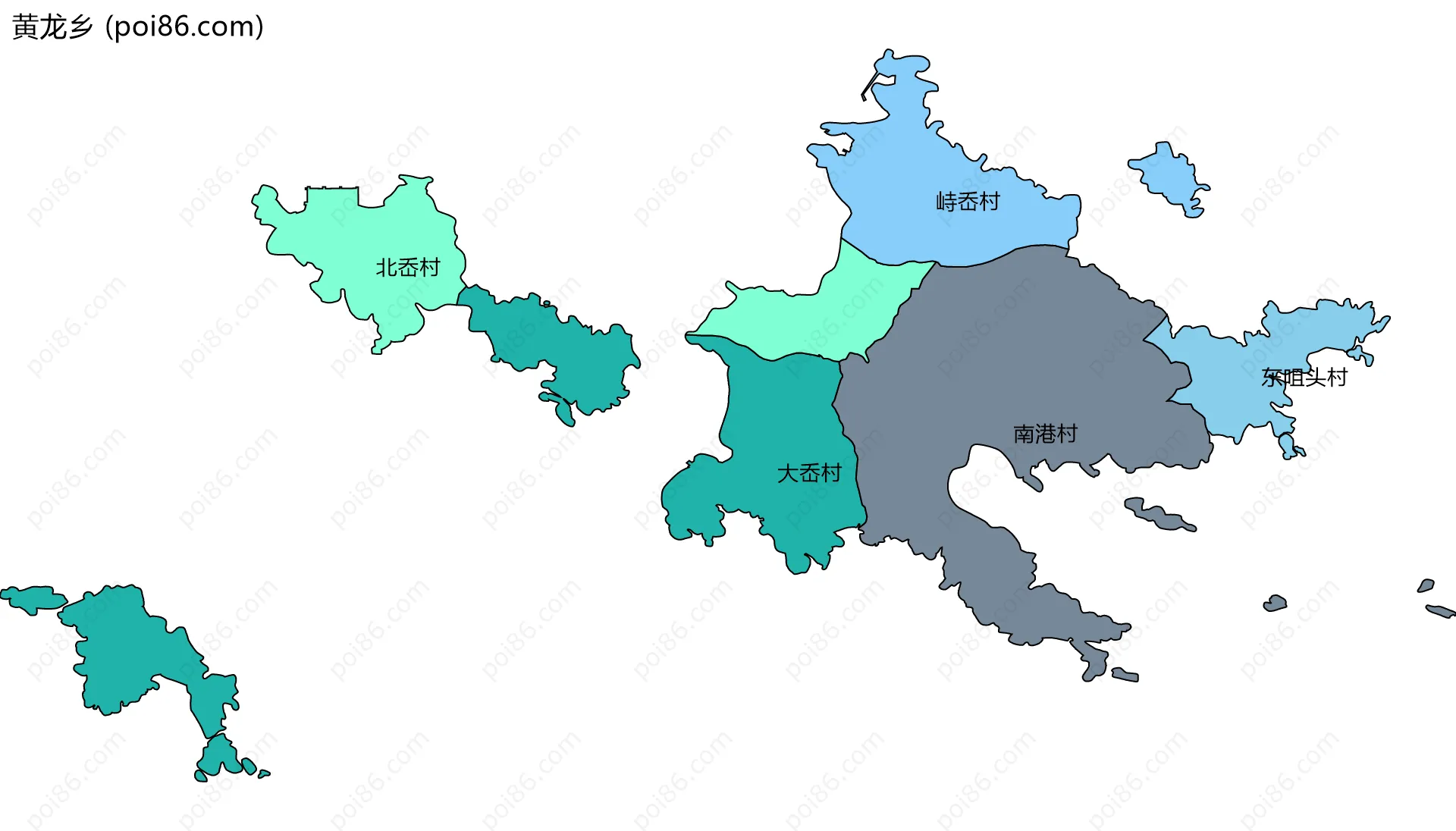 黄龙乡边界地图(五级行政区划)