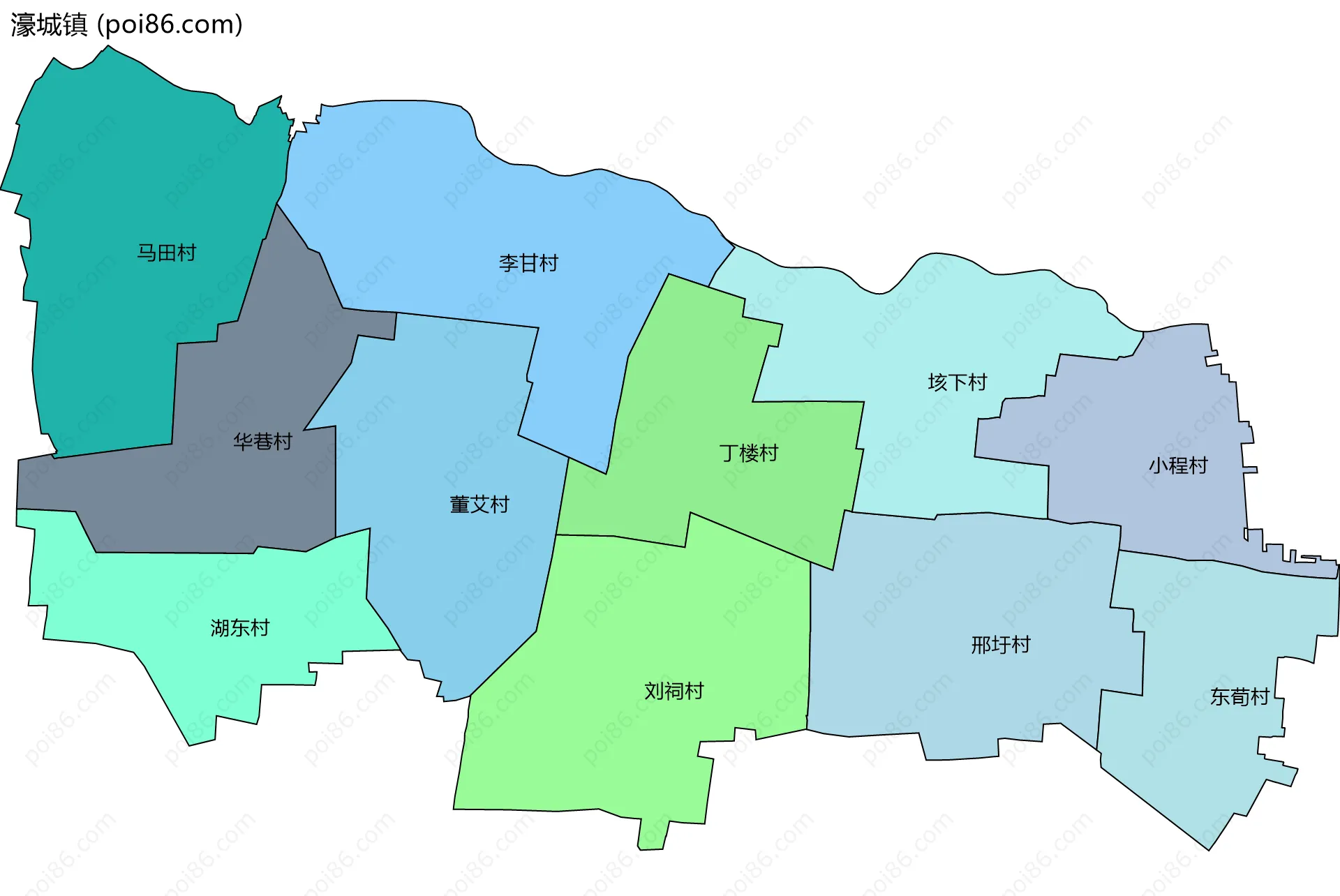 濠城镇边界地图(五级行政区划)
