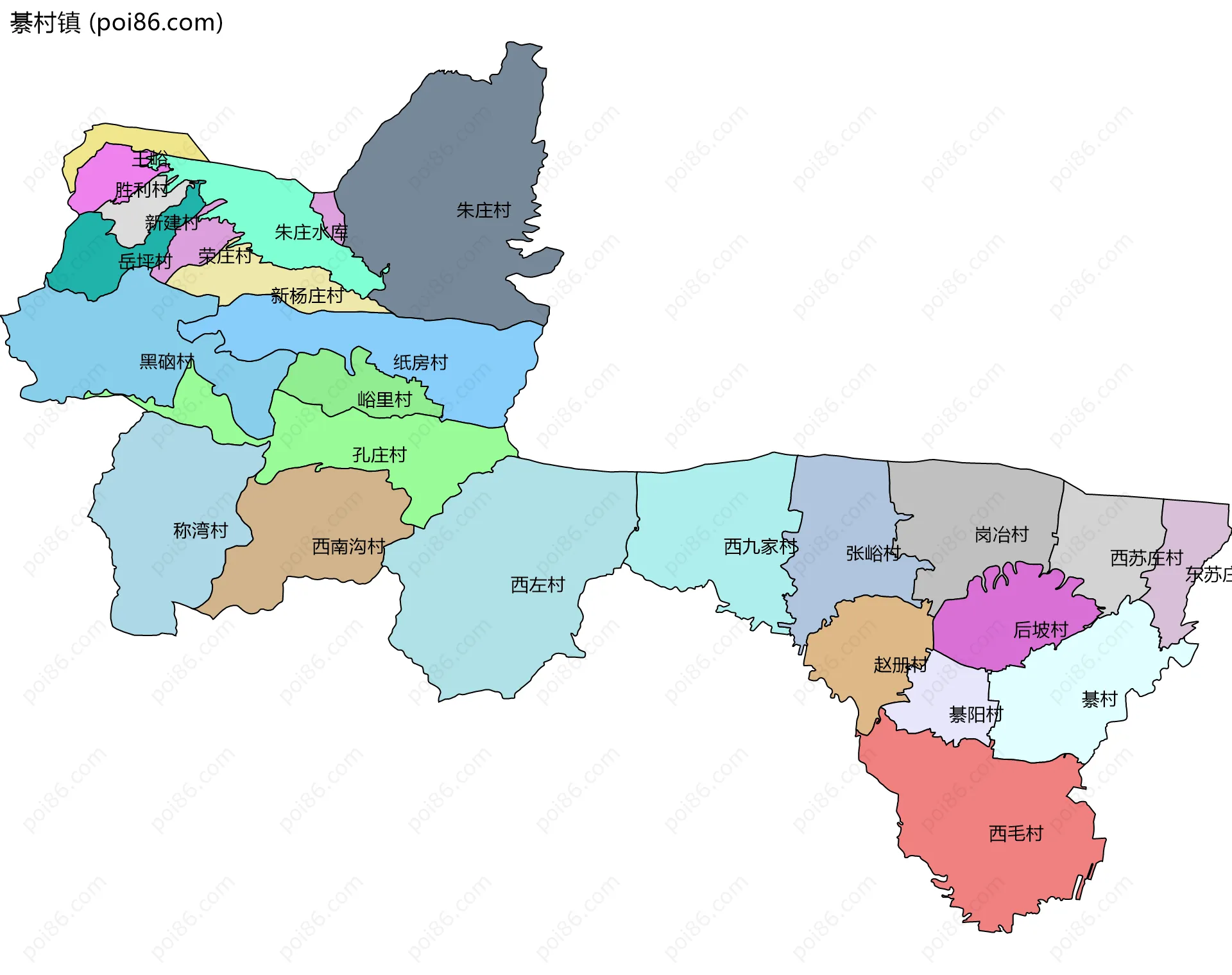 綦村镇边界地图(五级行政区划)