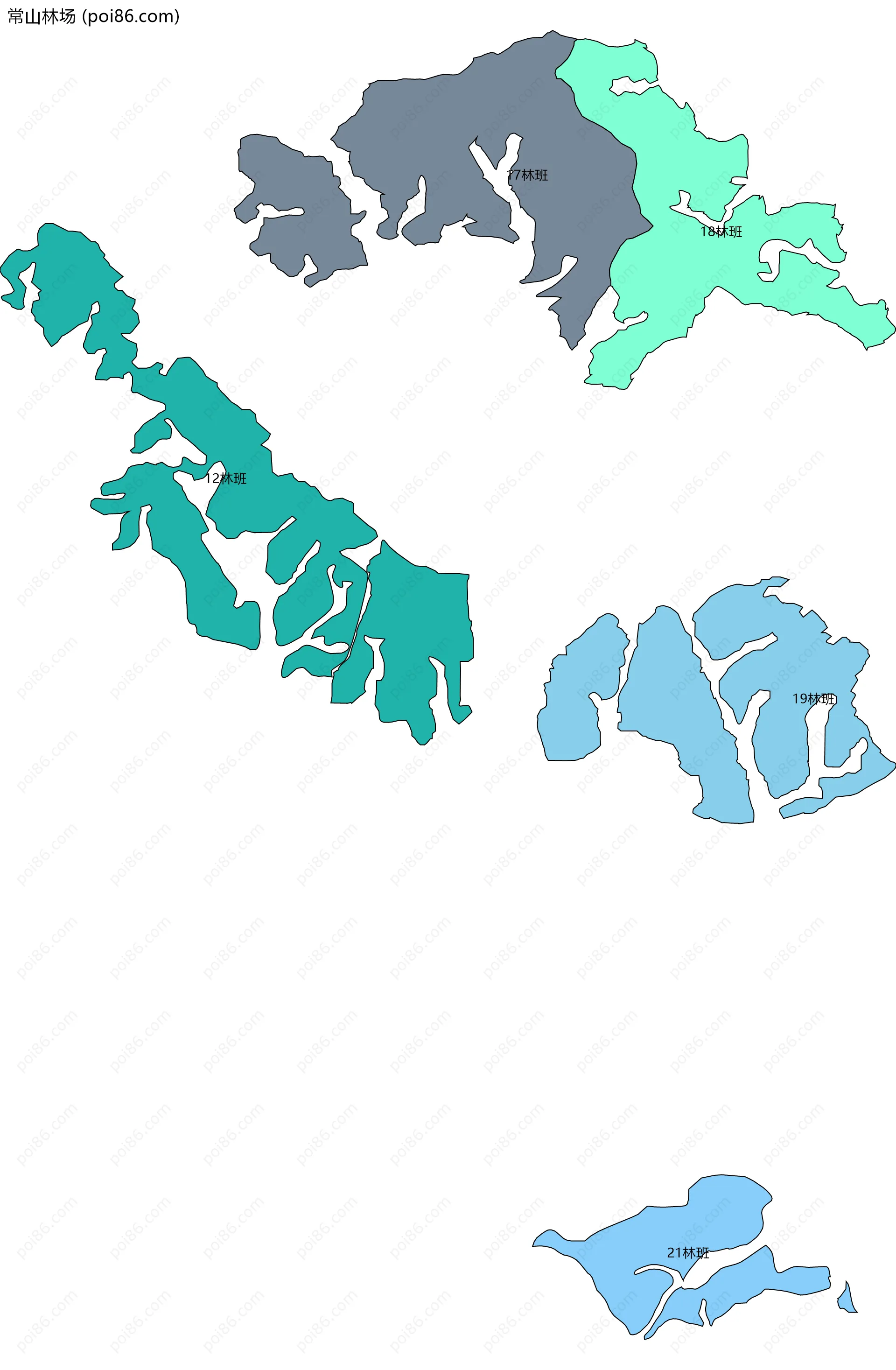 常山林场边界地图(五级行政区划)