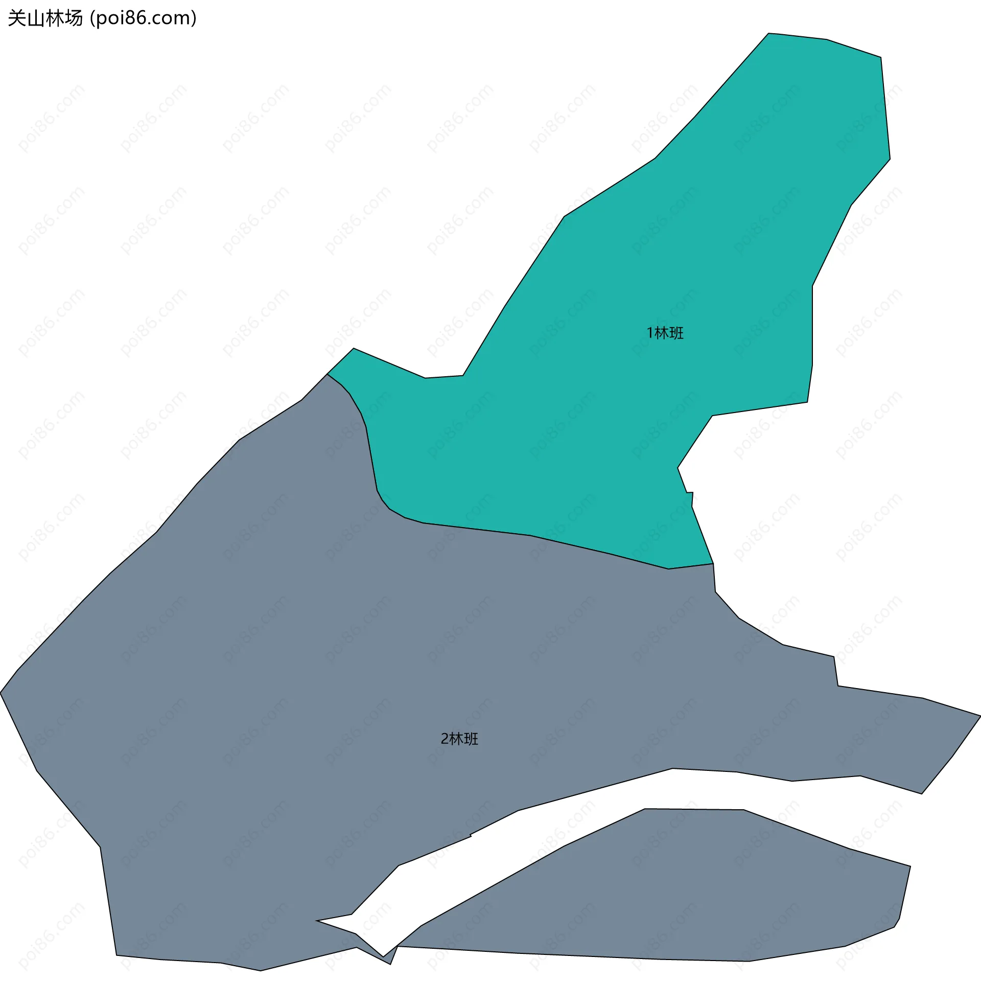 关山林场边界地图(五级行政区划)
