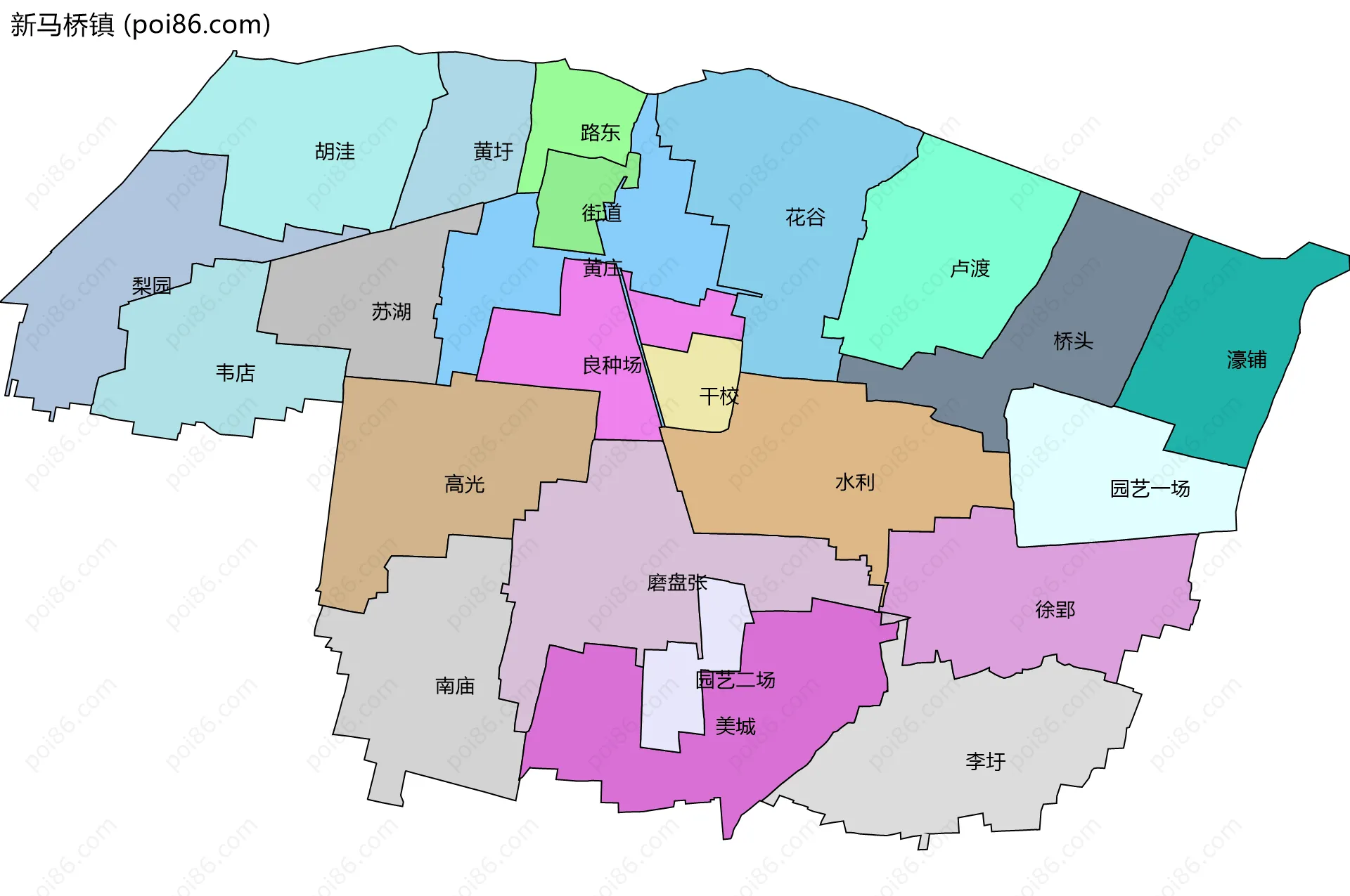 新马桥镇边界地图(五级行政区划)