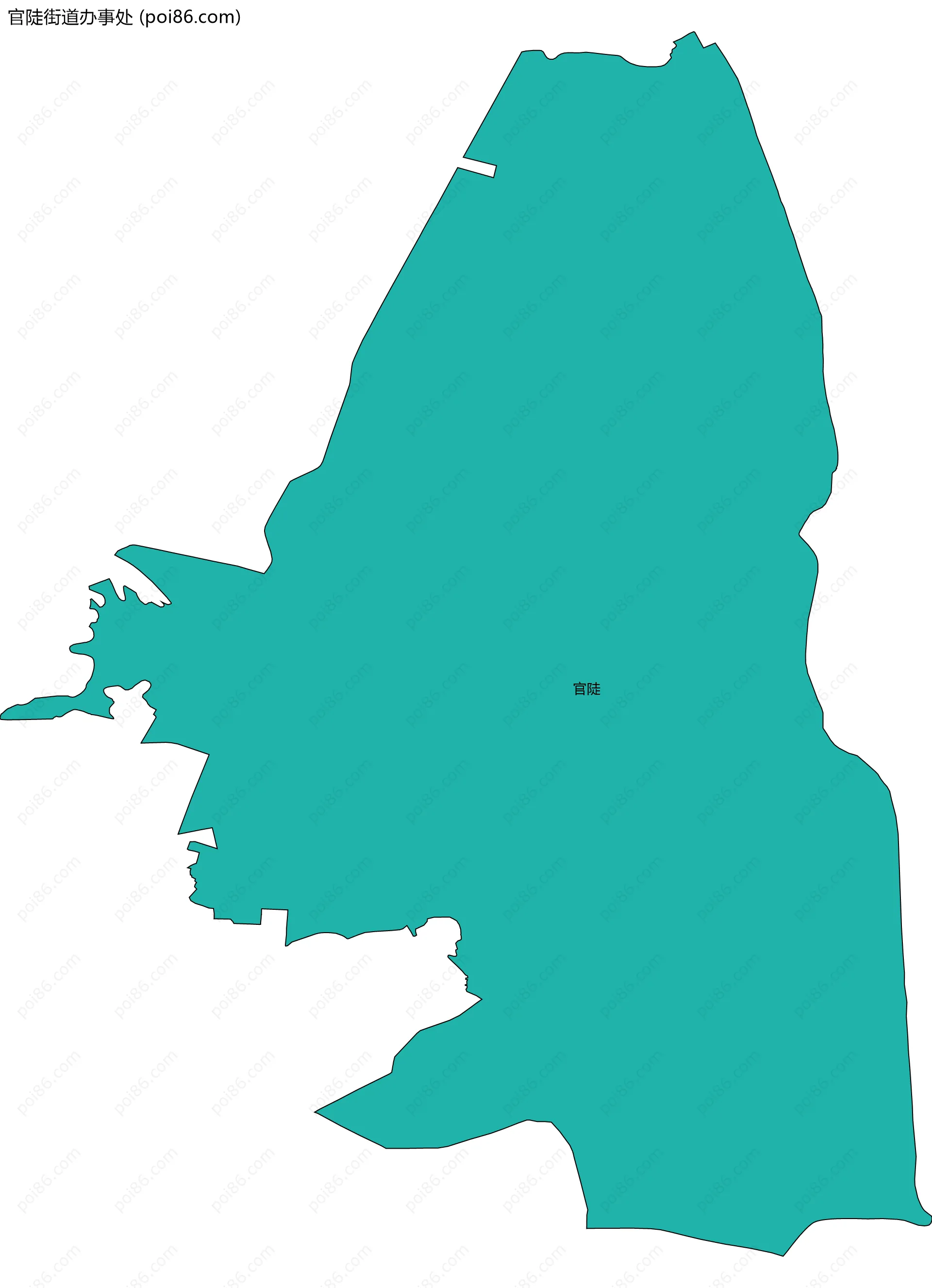 官陡街道办事处边界地图(五级行政区划)