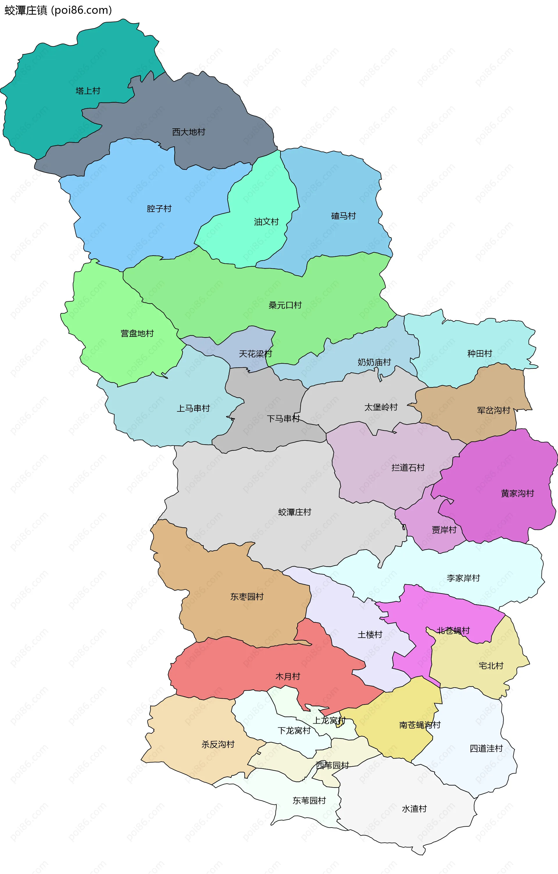 蛟潭庄镇边界地图(五级行政区划)