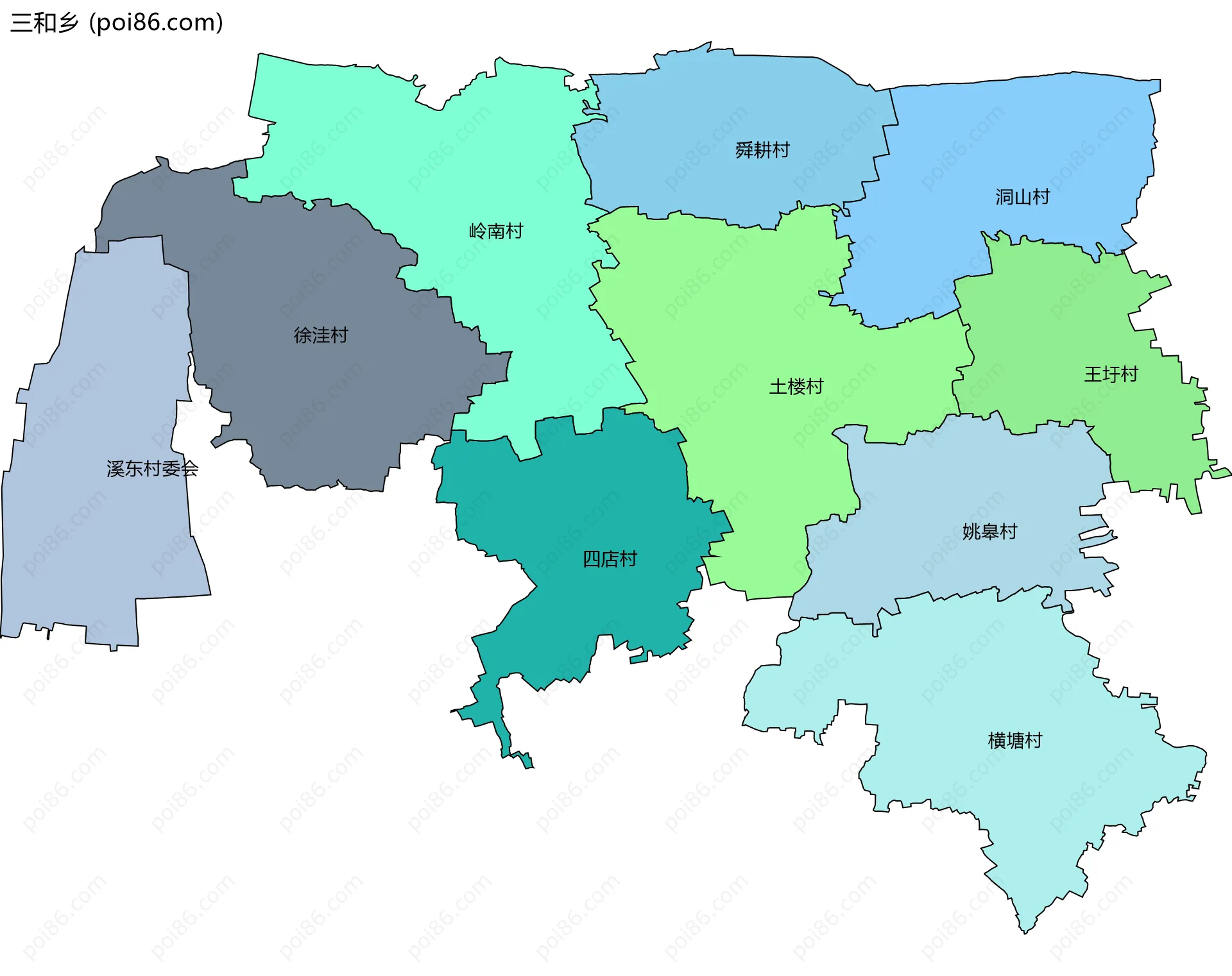 三和乡边界地图(五级行政区划)