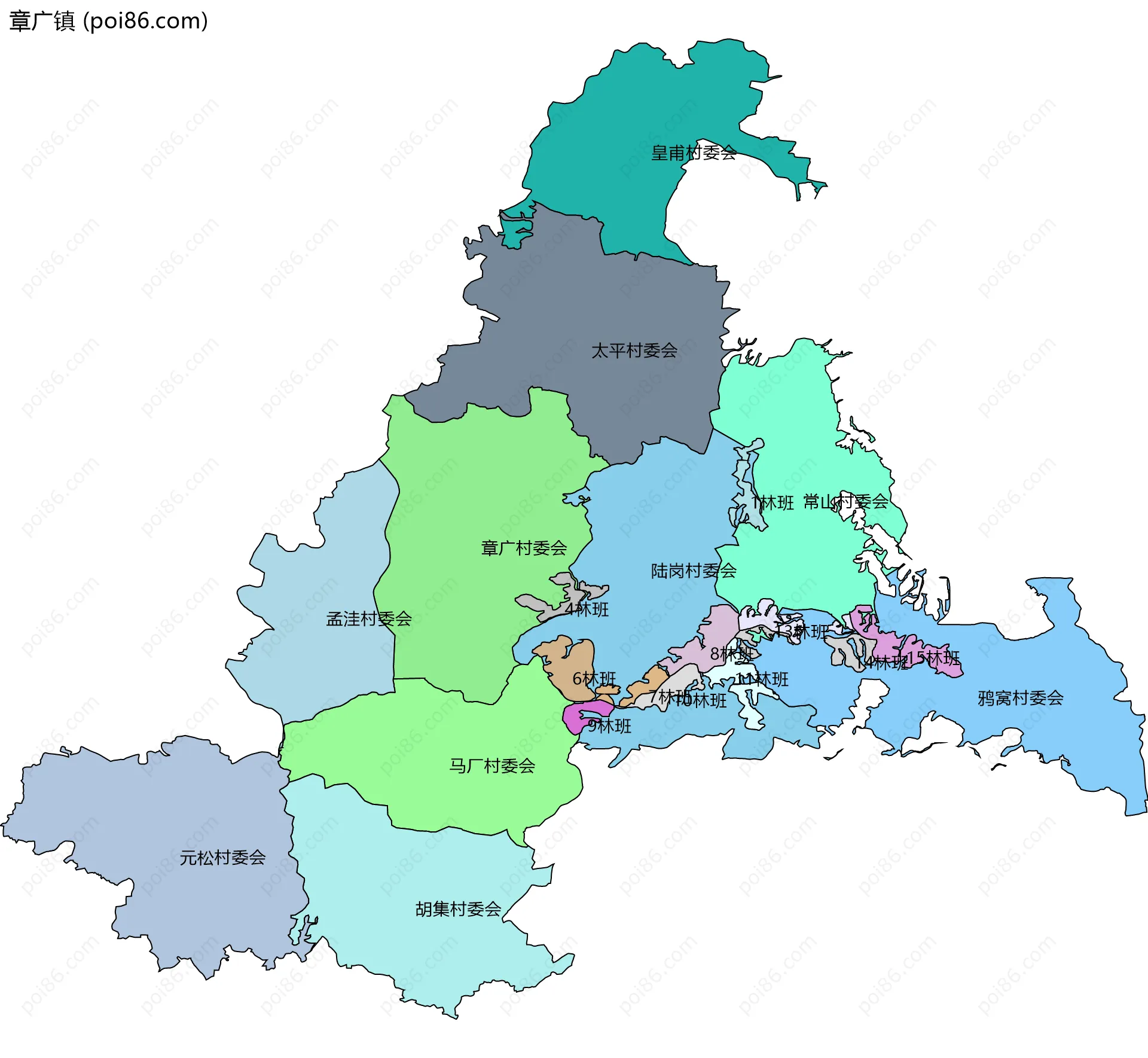 章广镇边界地图(五级行政区划)