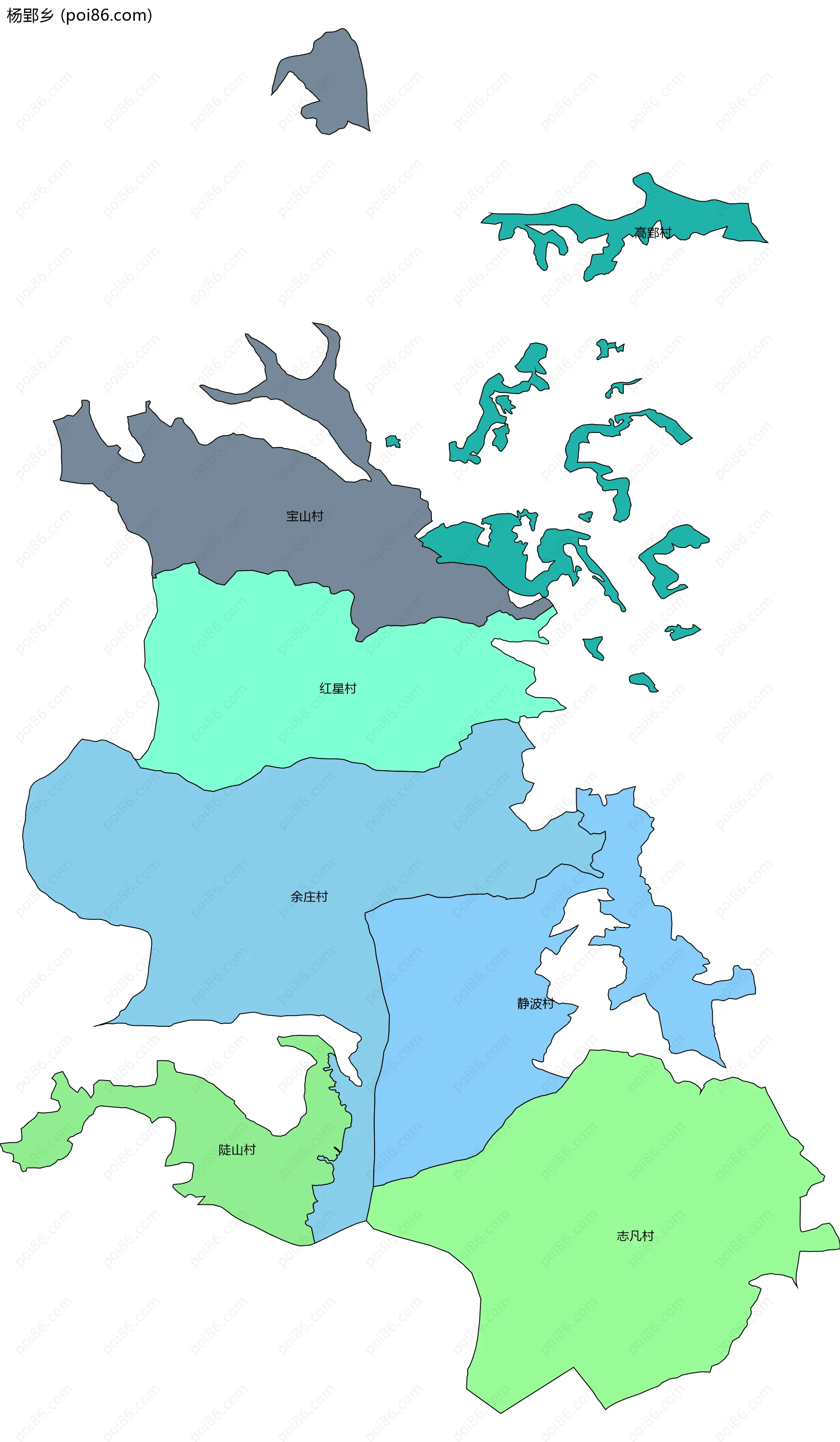 杨郢乡边界地图(五级行政区划)