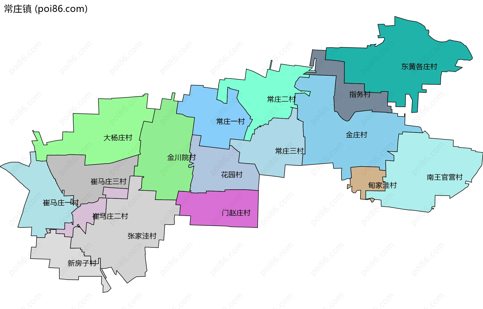 常庄镇边界地图(五级行政区划)