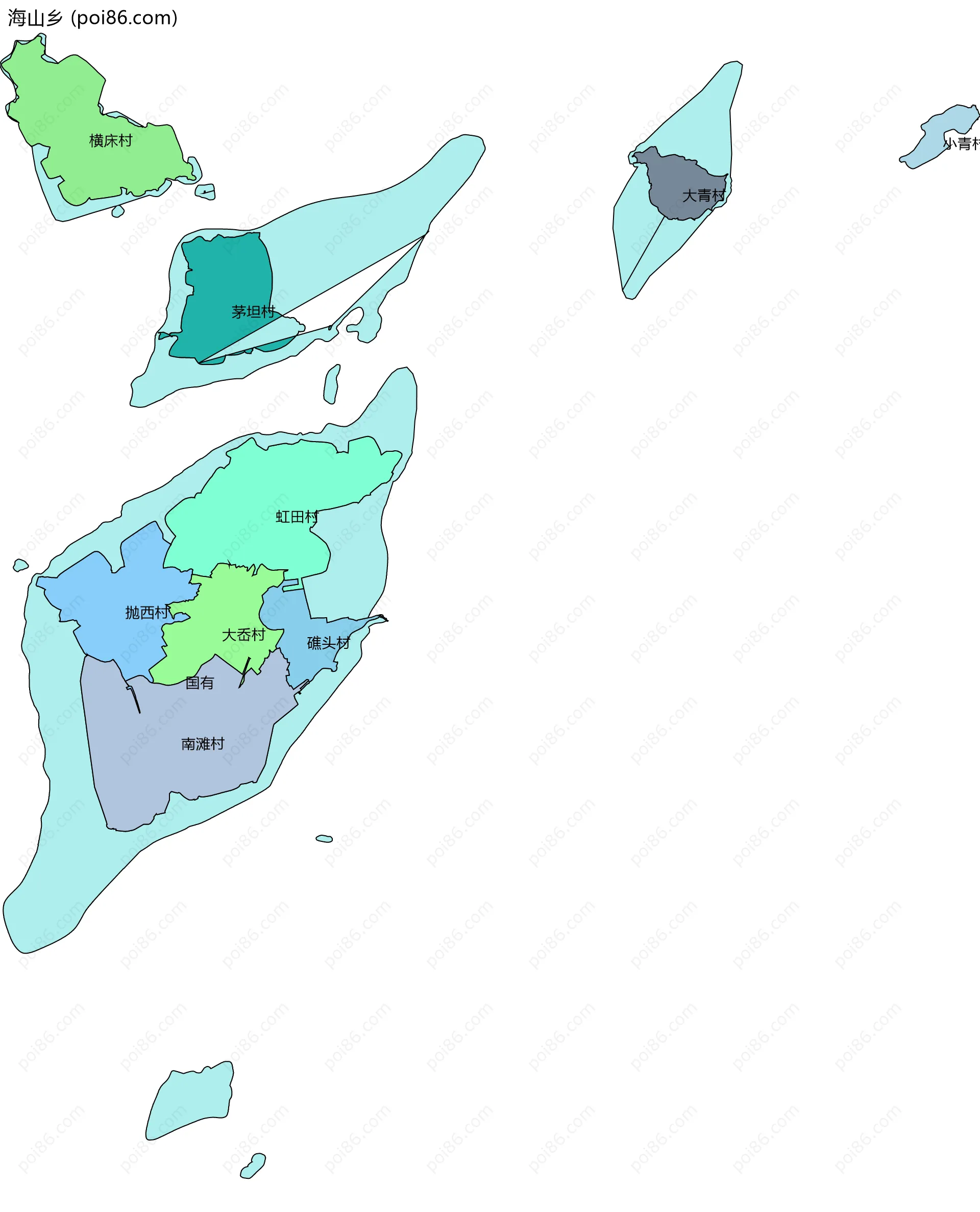 海山乡边界地图(五级行政区划)