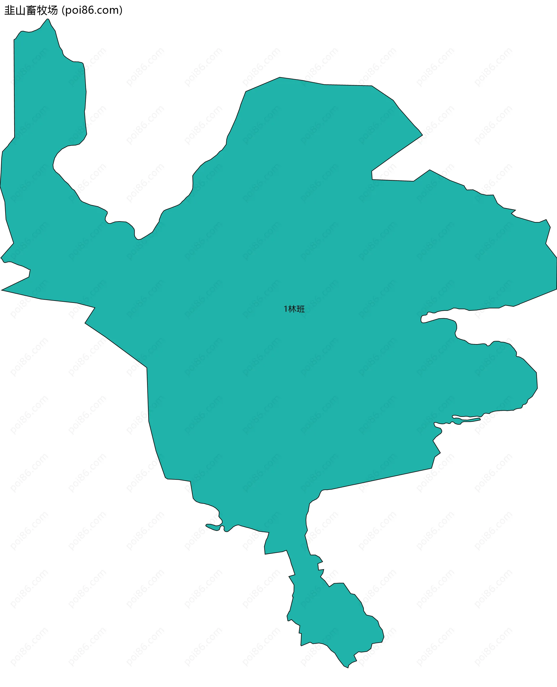 韭山畜牧场边界地图(五级行政区划)