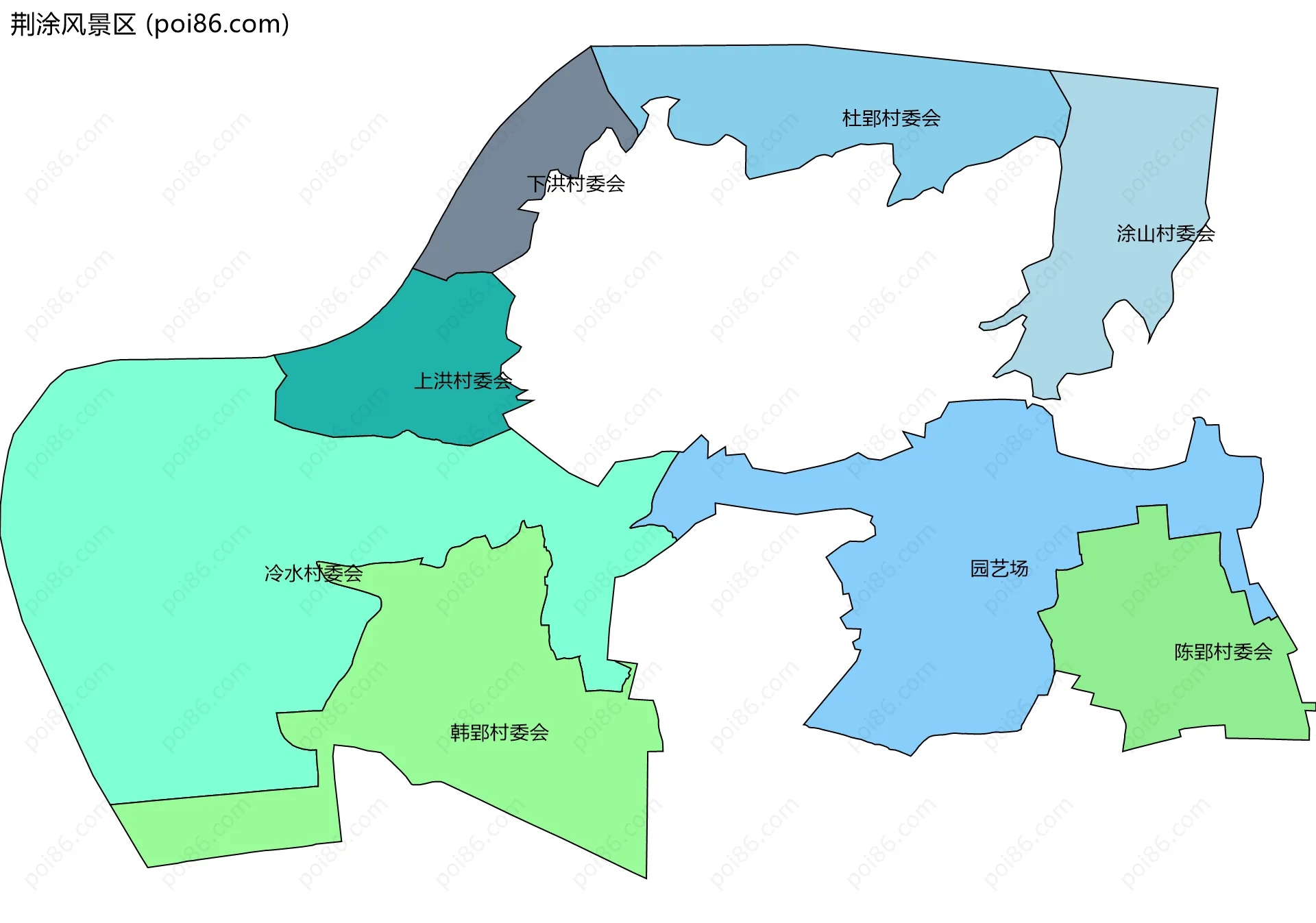 荆涂风景区边界地图(五级行政区划)