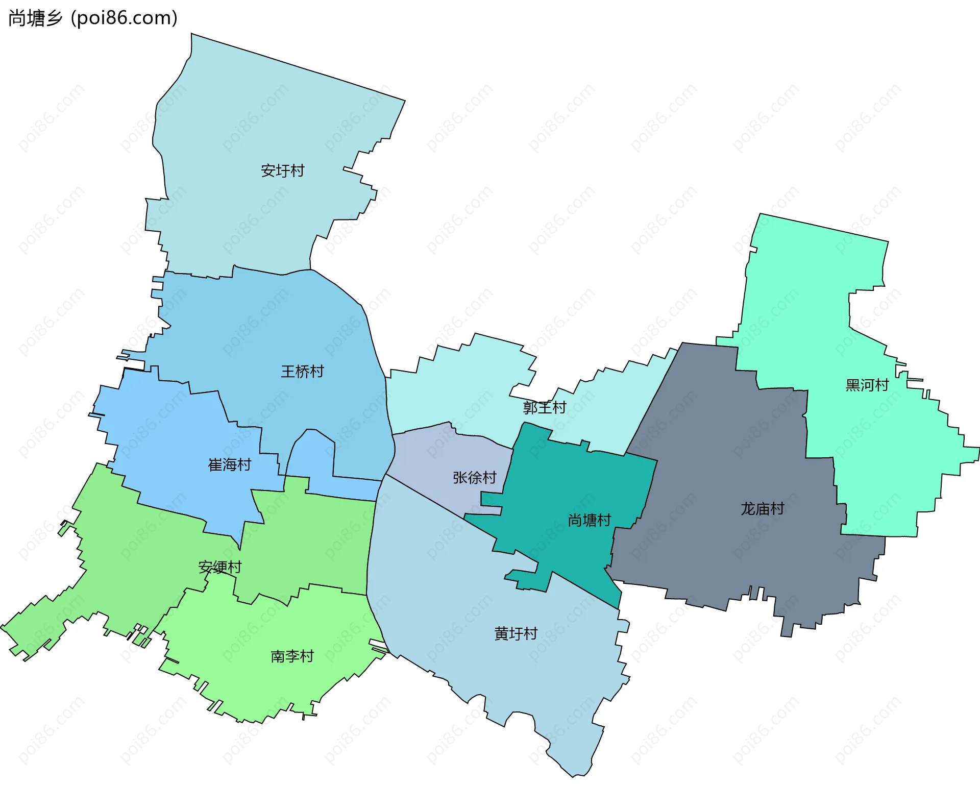 尚塘乡边界地图(五级行政区划)