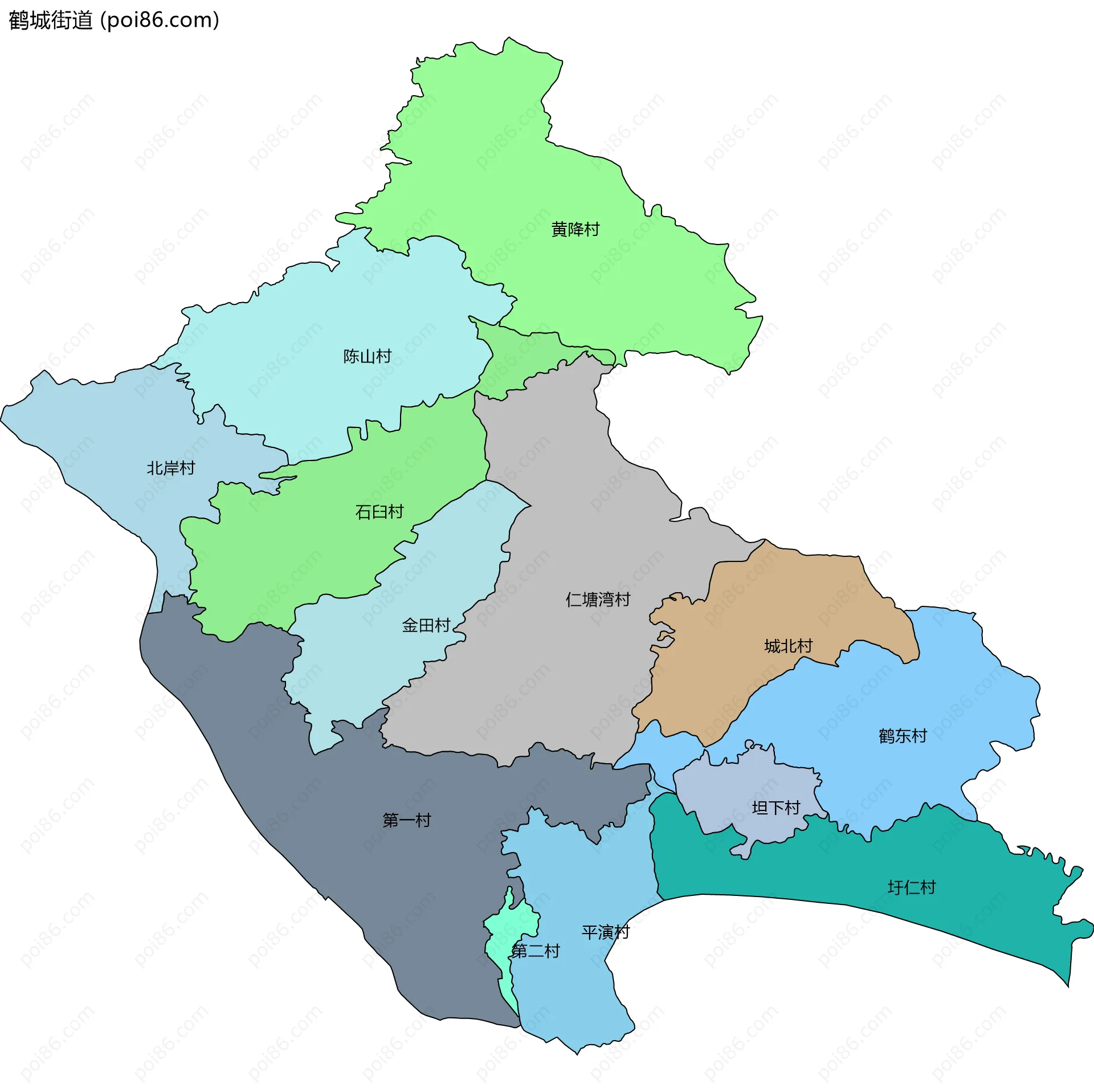 鹤城街道边界地图(五级行政区划)