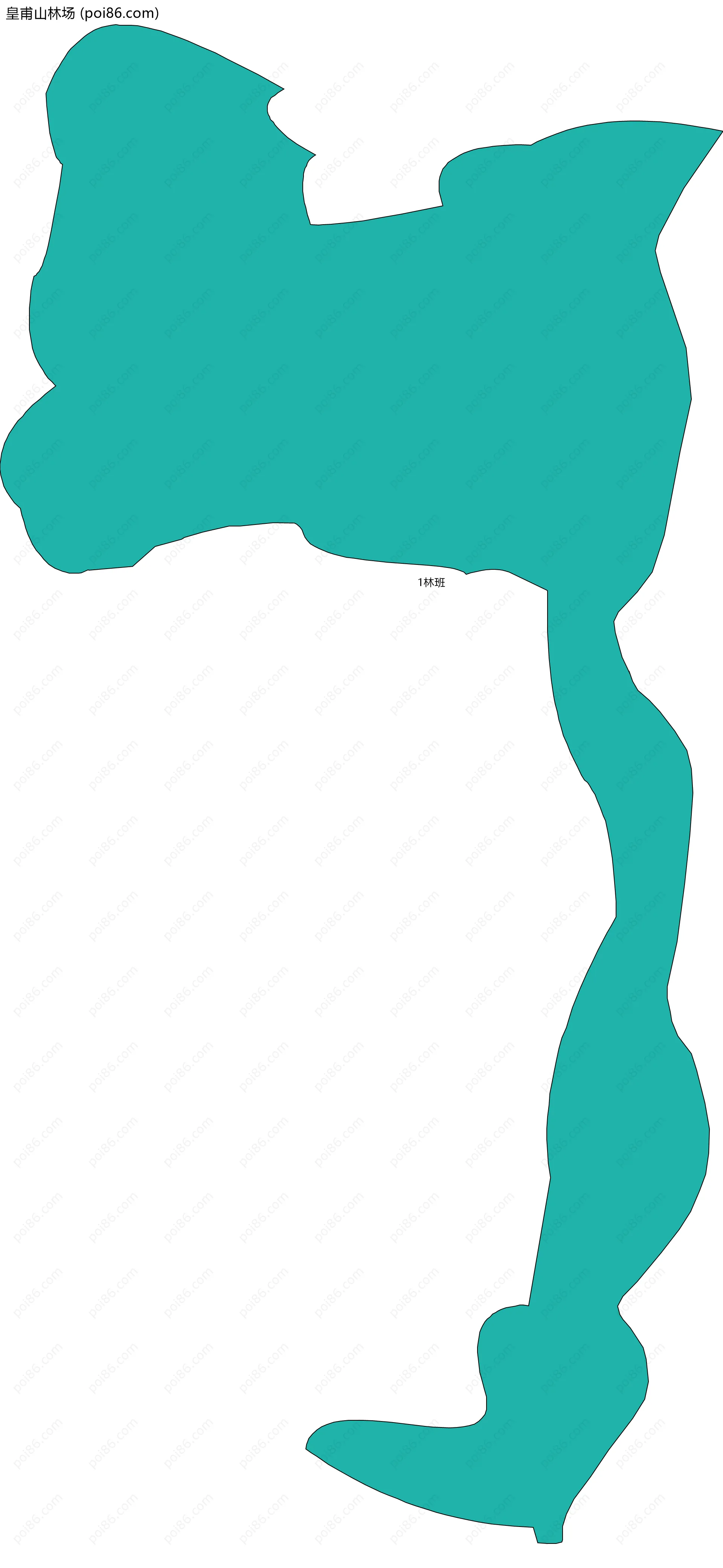 皇甫山林场边界地图(五级行政区划)