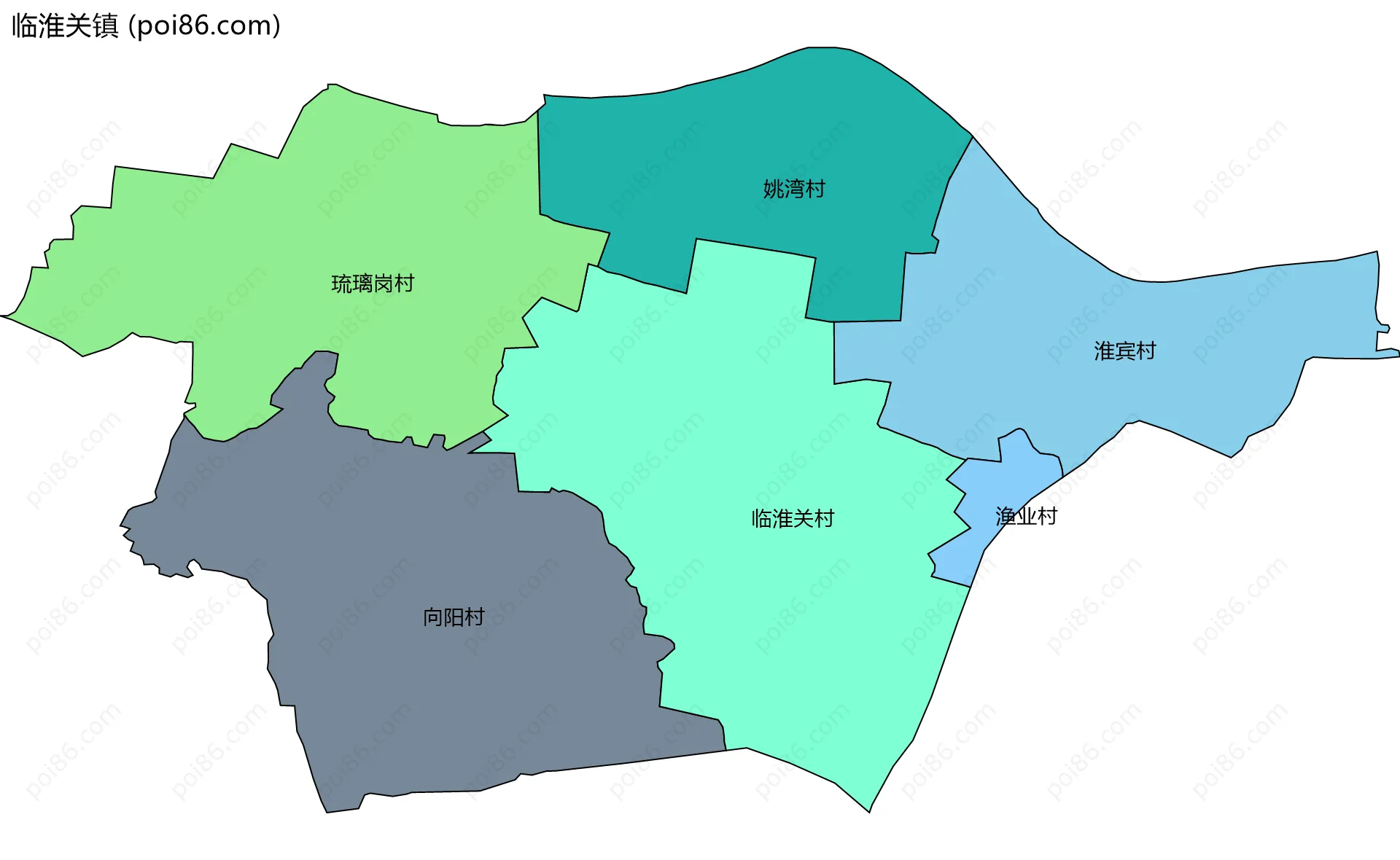 临淮关镇边界地图(五级行政区划)