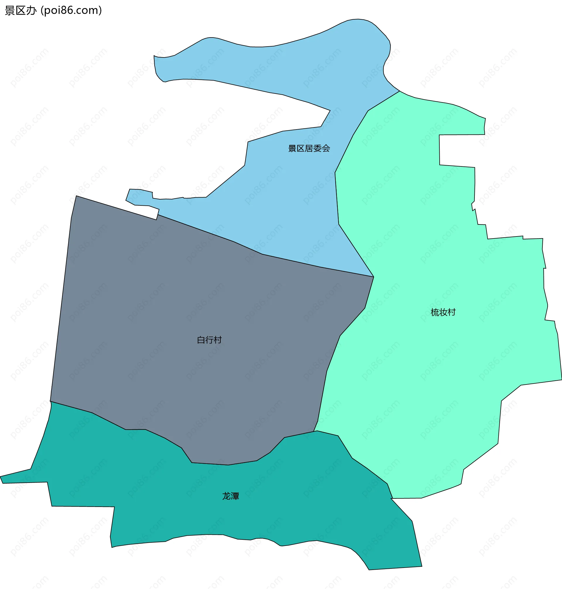景区办边界地图(五级行政区划)