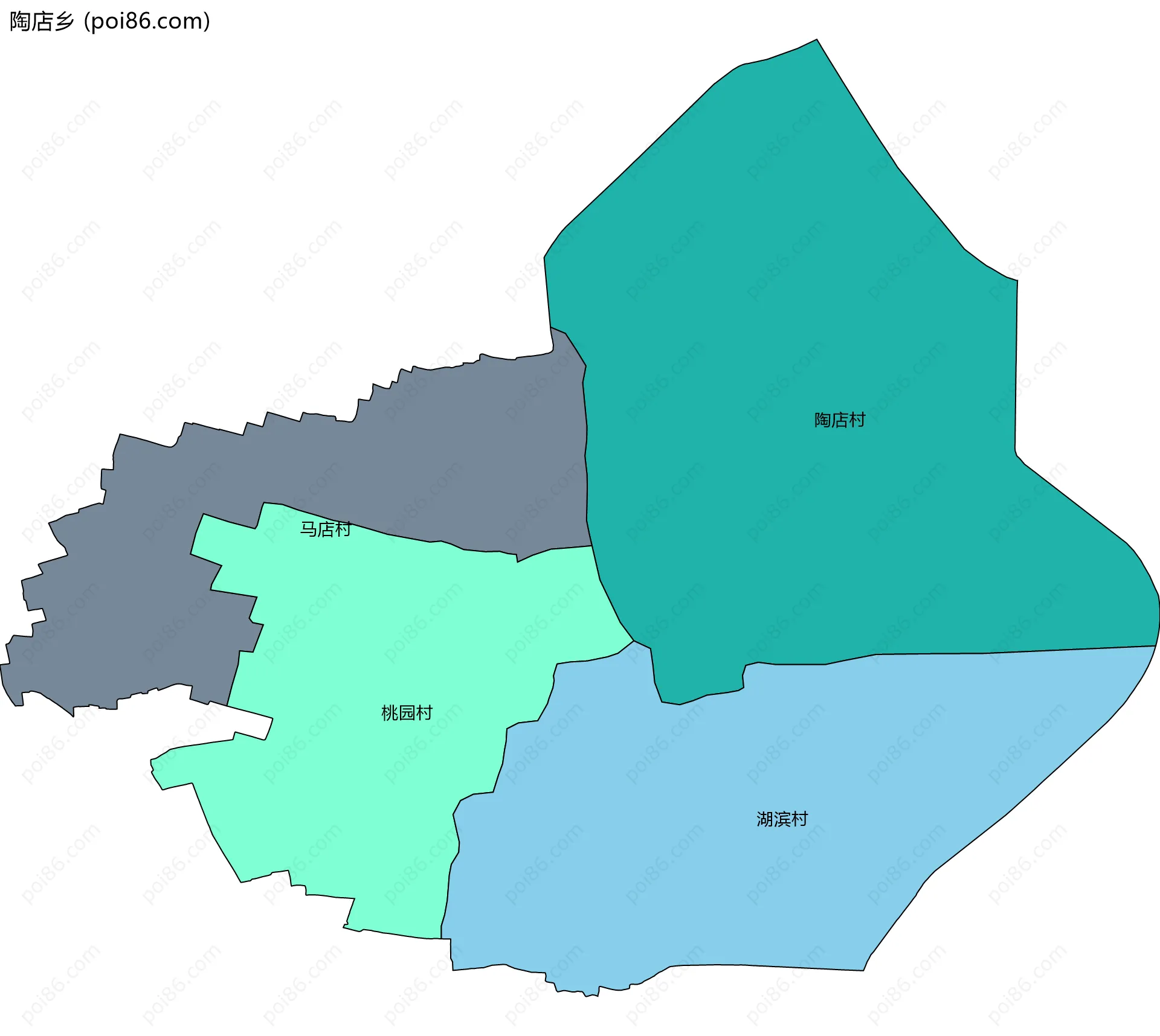 陶店乡边界地图(五级行政区划)