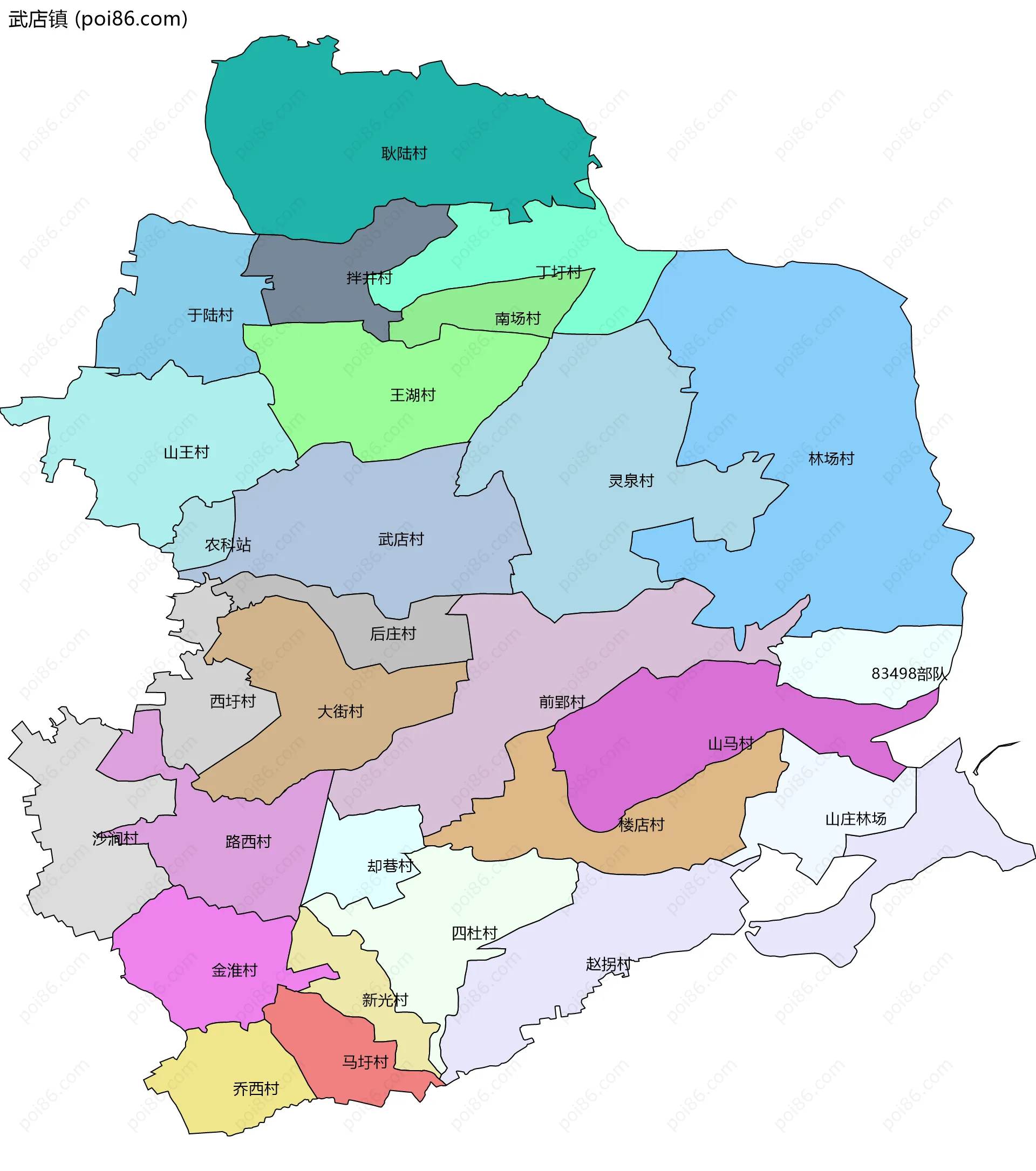 武店镇边界地图(五级行政区划)