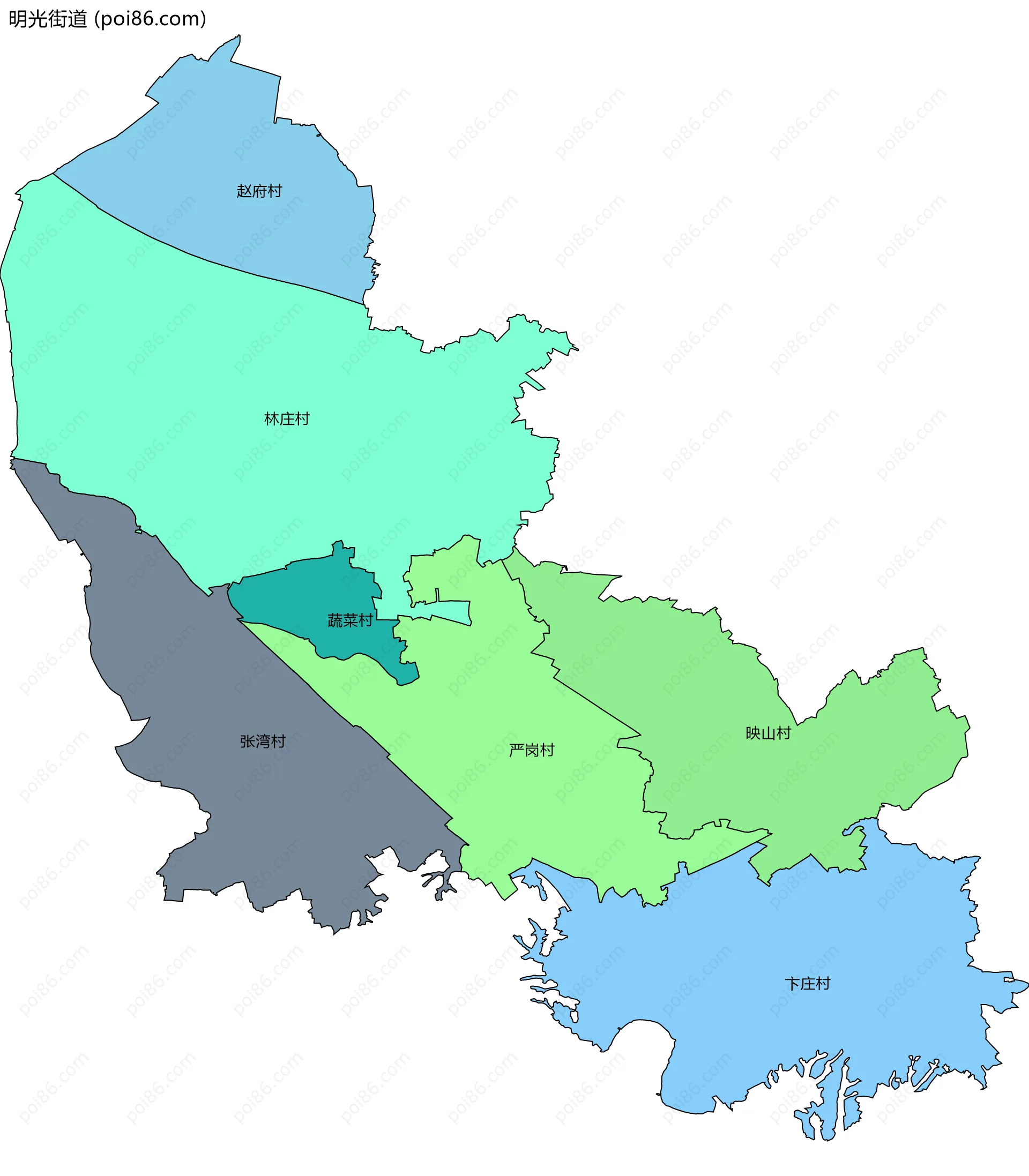 明光街道边界地图(五级行政区划)