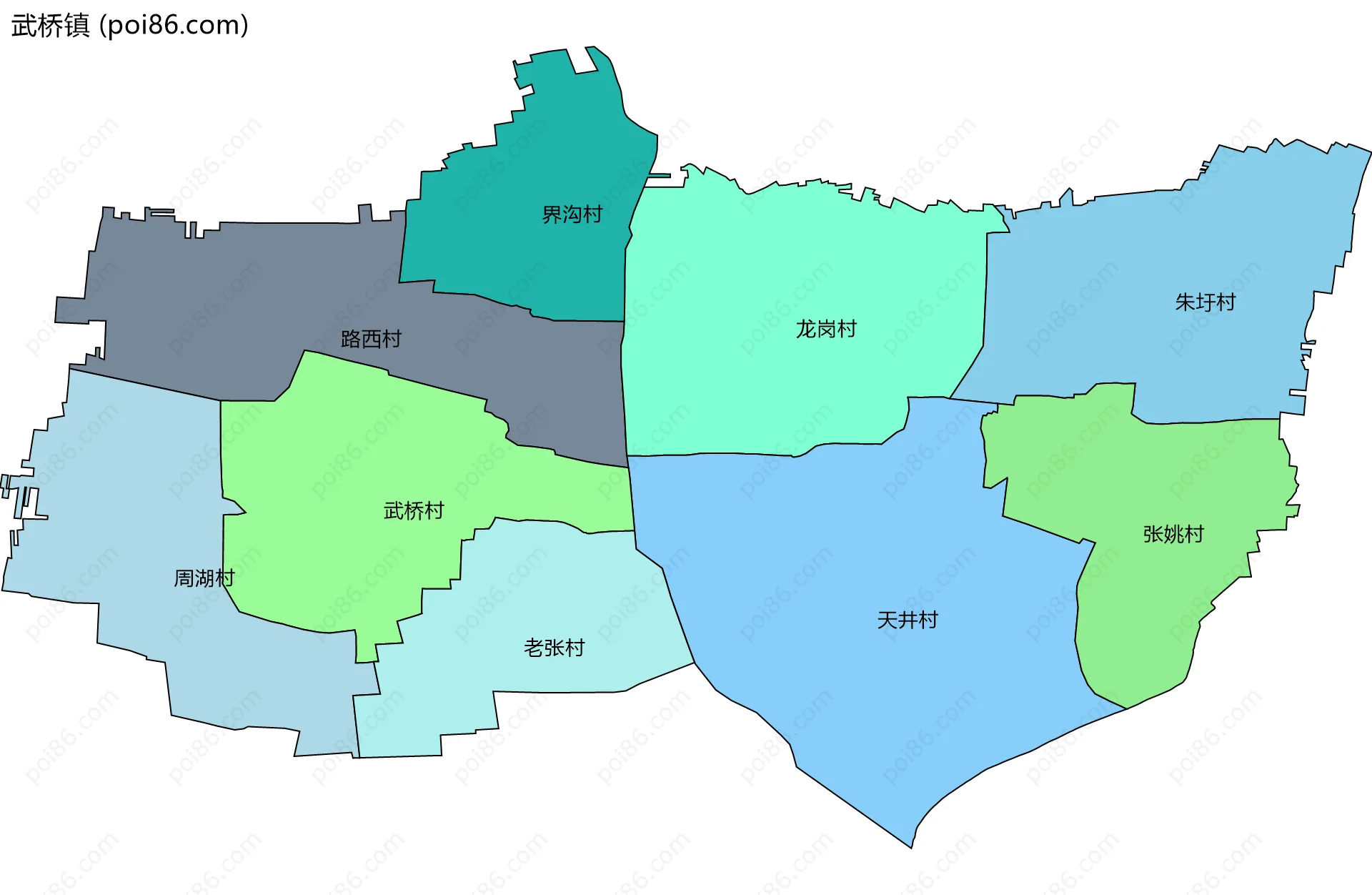 武桥镇边界地图(五级行政区划)