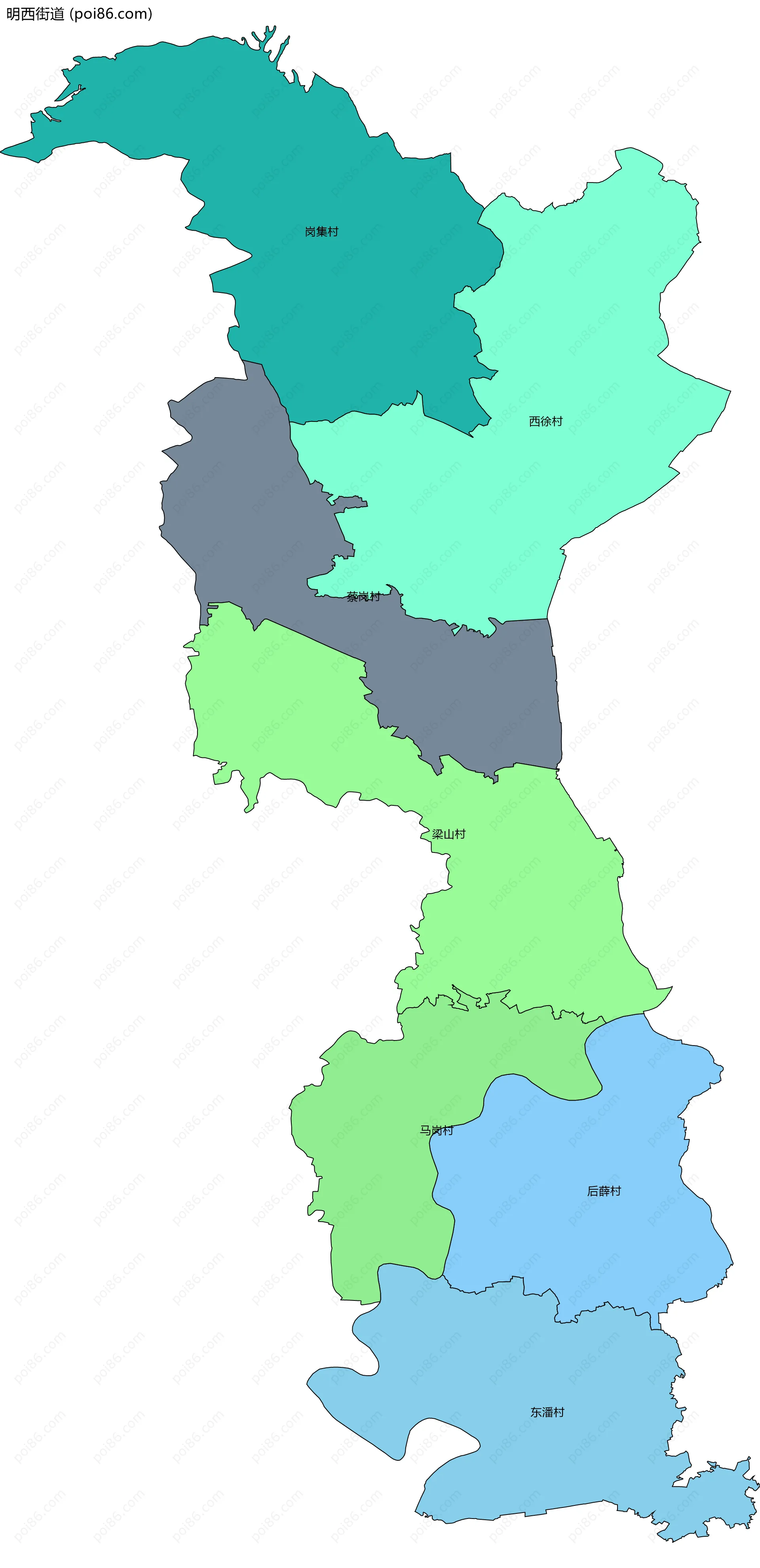 明西街道边界地图(五级行政区划)