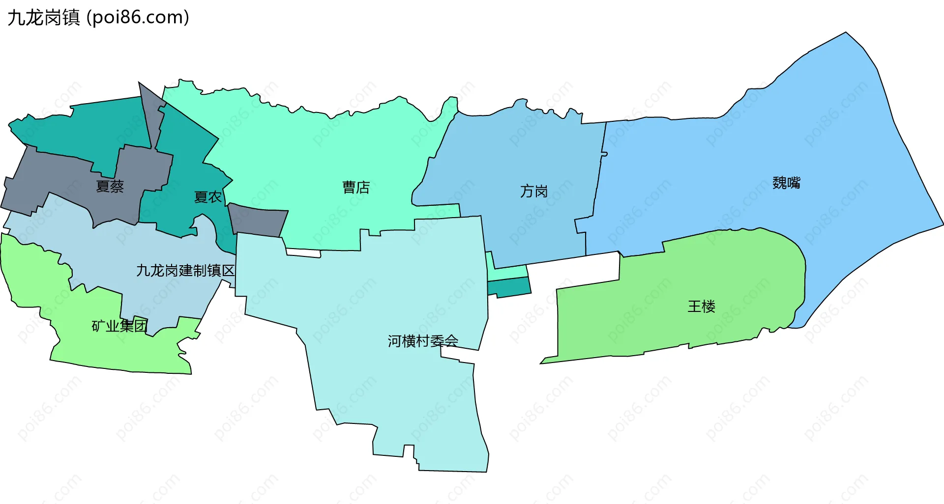 九龙岗镇边界地图(五级行政区划)