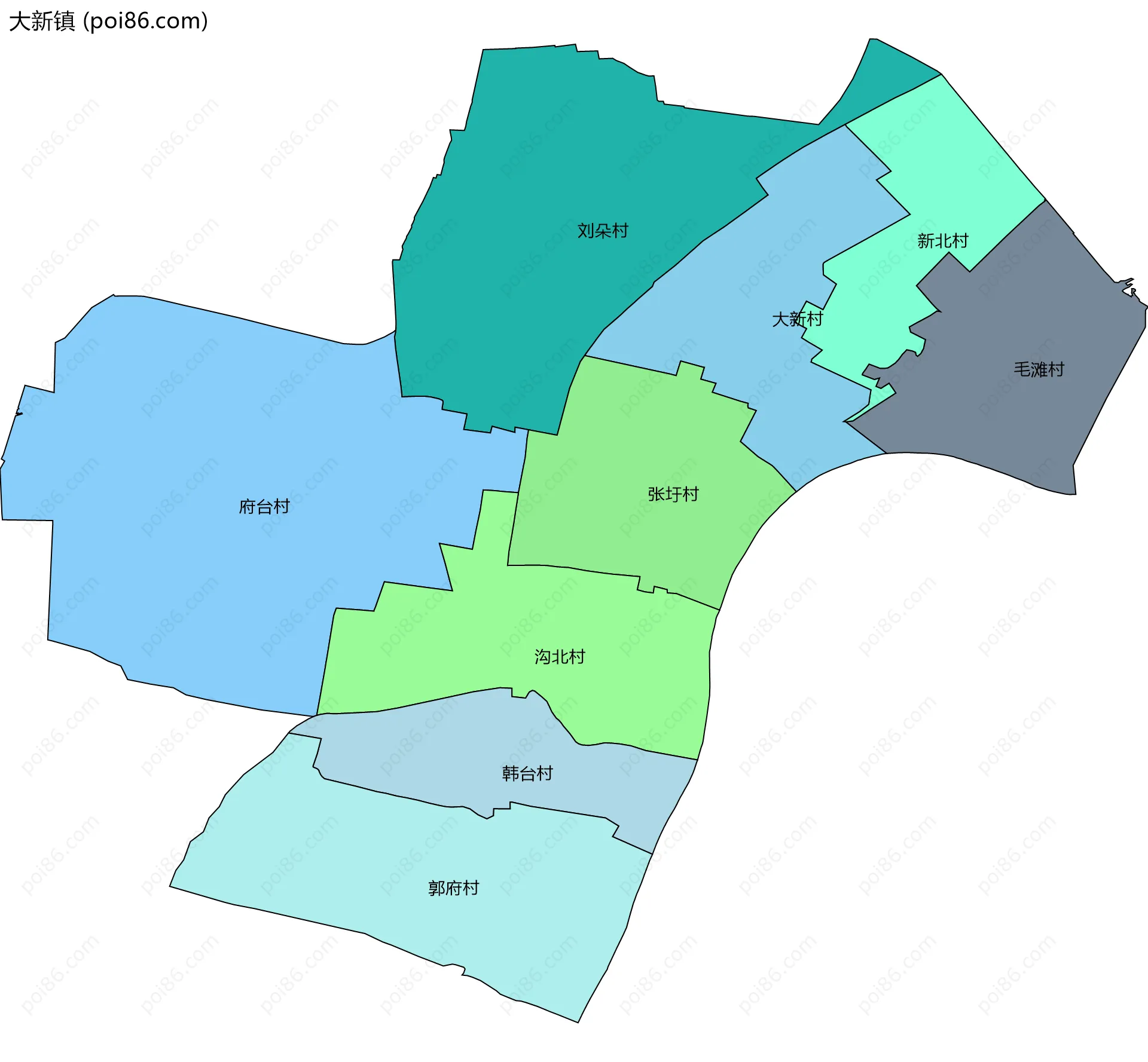 大新镇边界地图(五级行政区划)