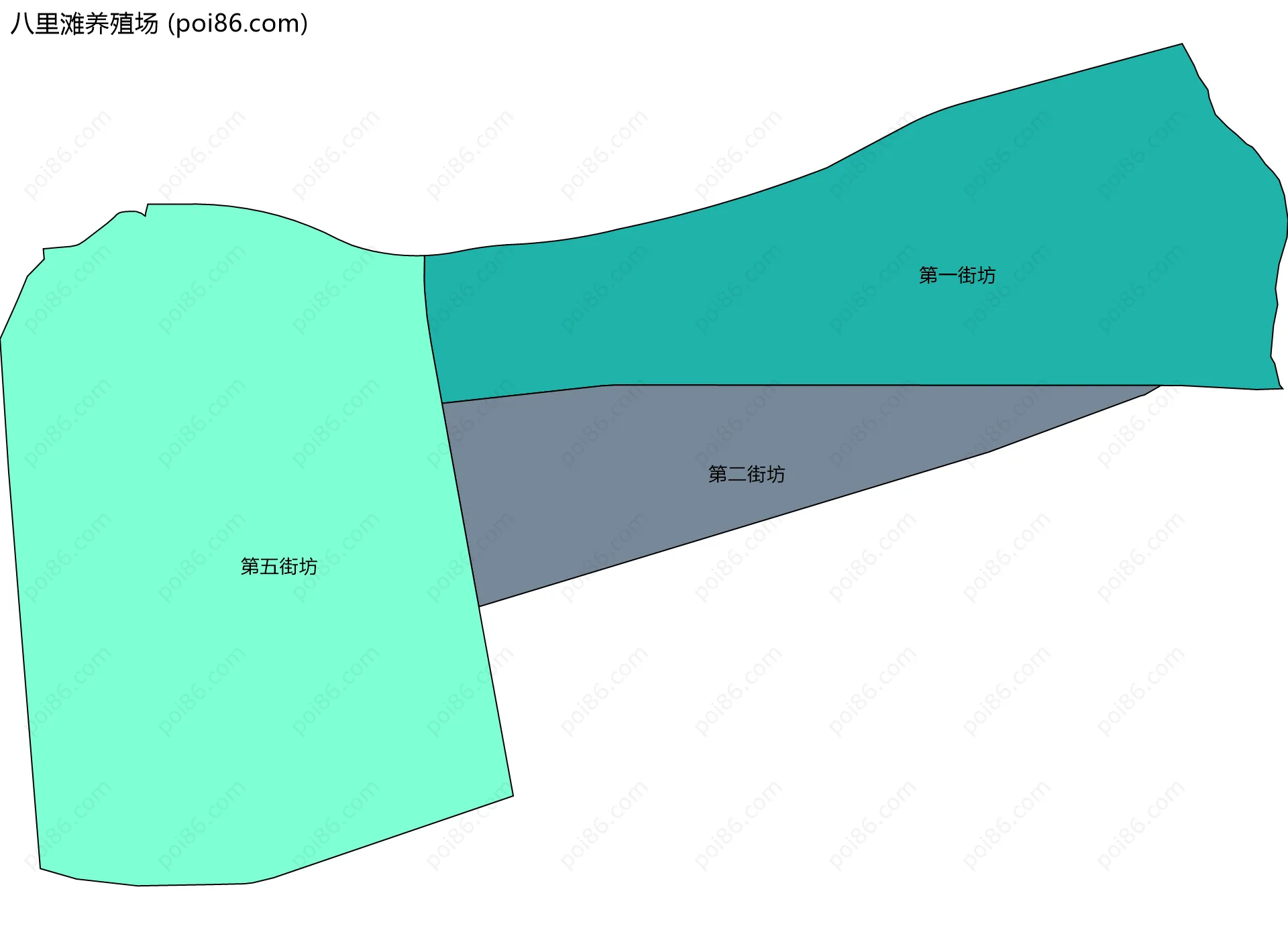 八里滩养殖场边界地图(五级行政区划)