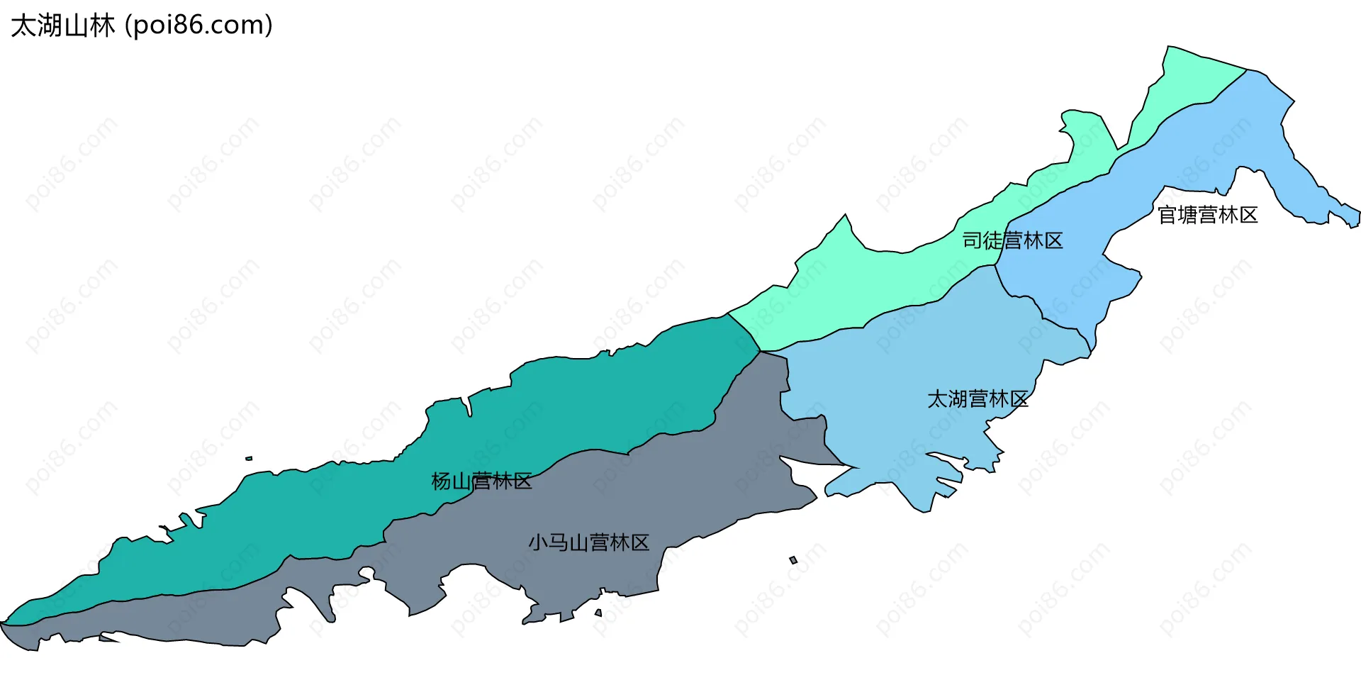 太湖山林边界地图(五级行政区划)