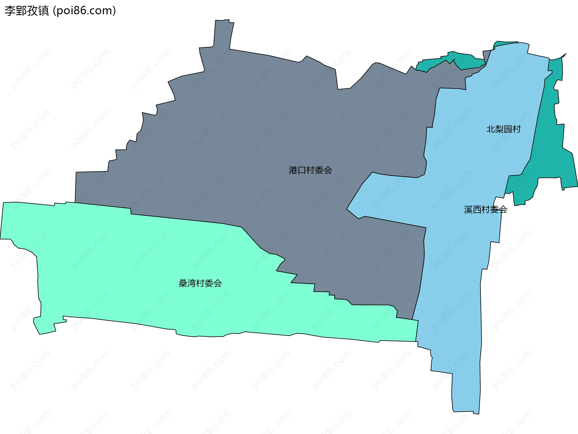 李郢孜镇边界地图(五级行政区划)