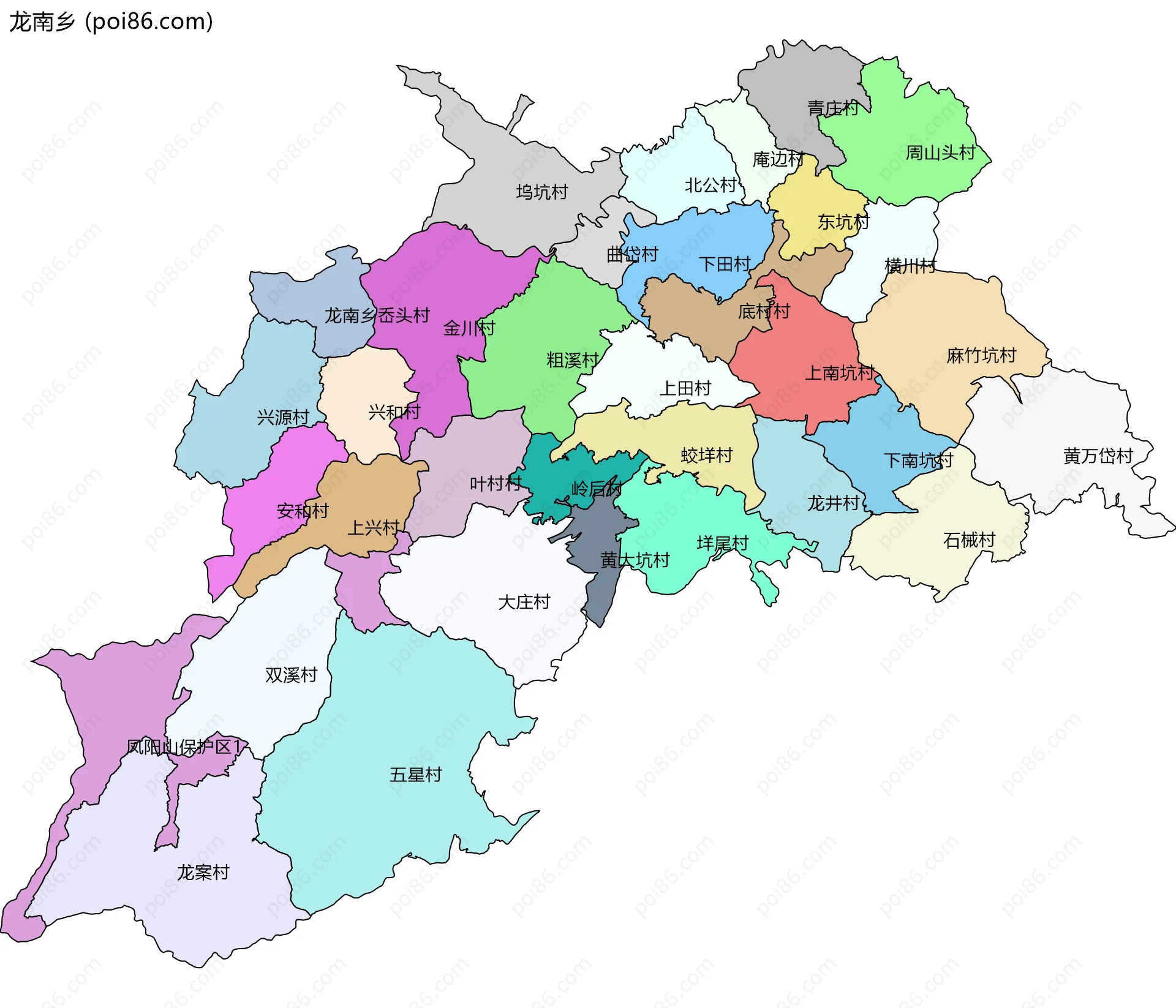 龙南乡边界地图(五级行政区划)