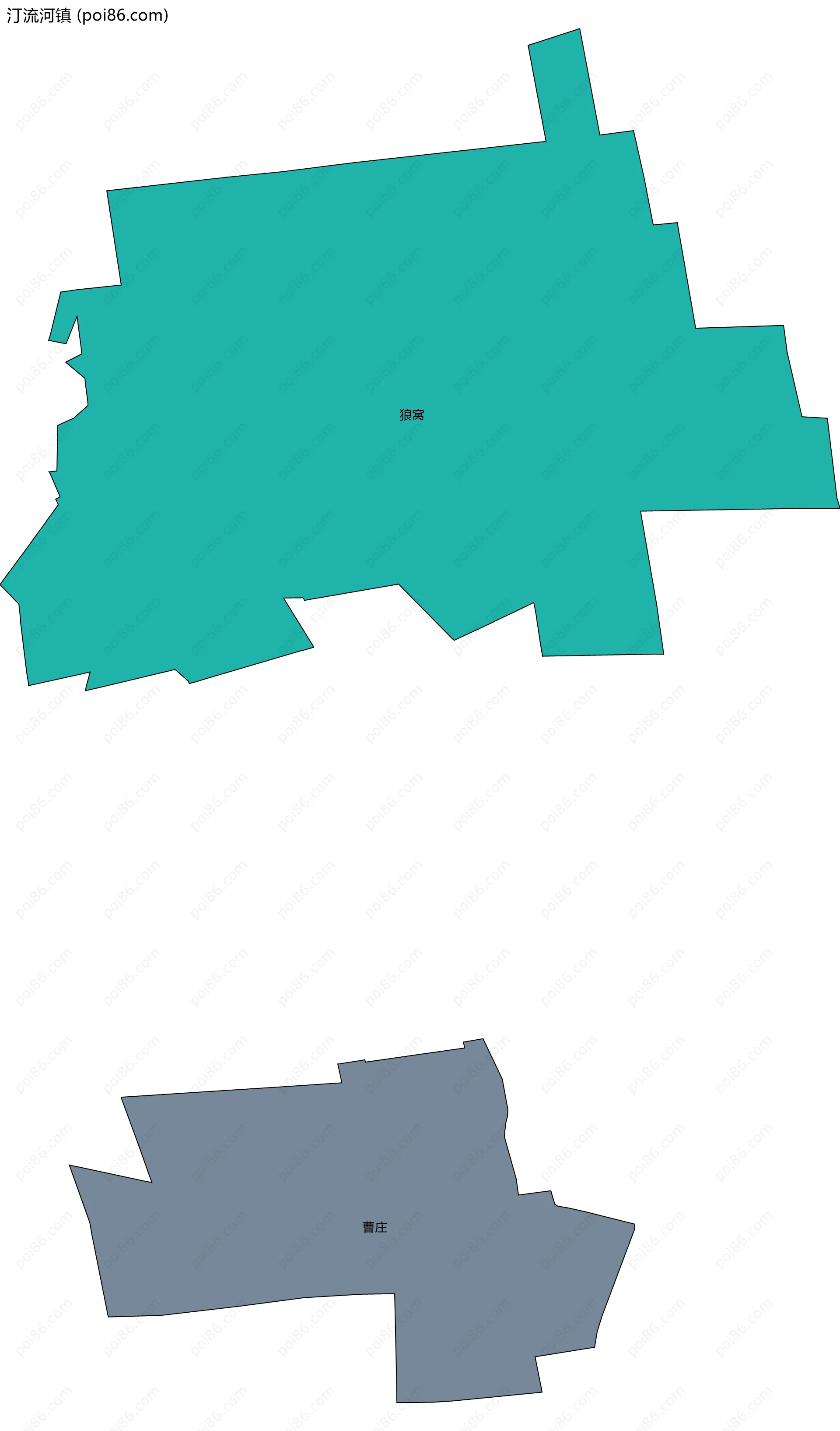 汀流河镇边界地图(五级行政区划)