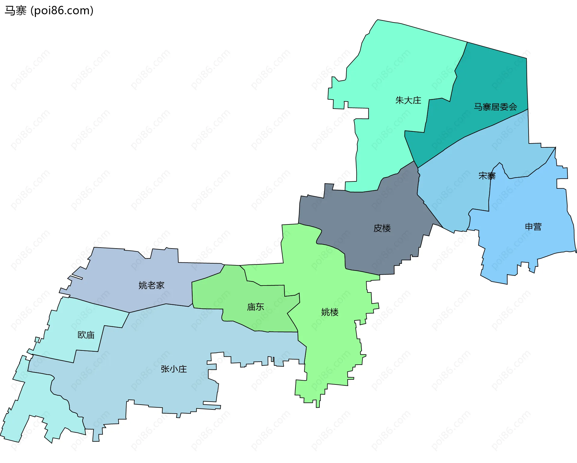 马寨边界地图(五级行政区划)