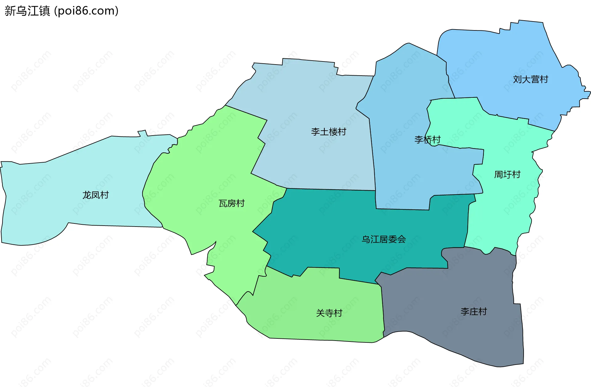 新乌江镇边界地图(五级行政区划)