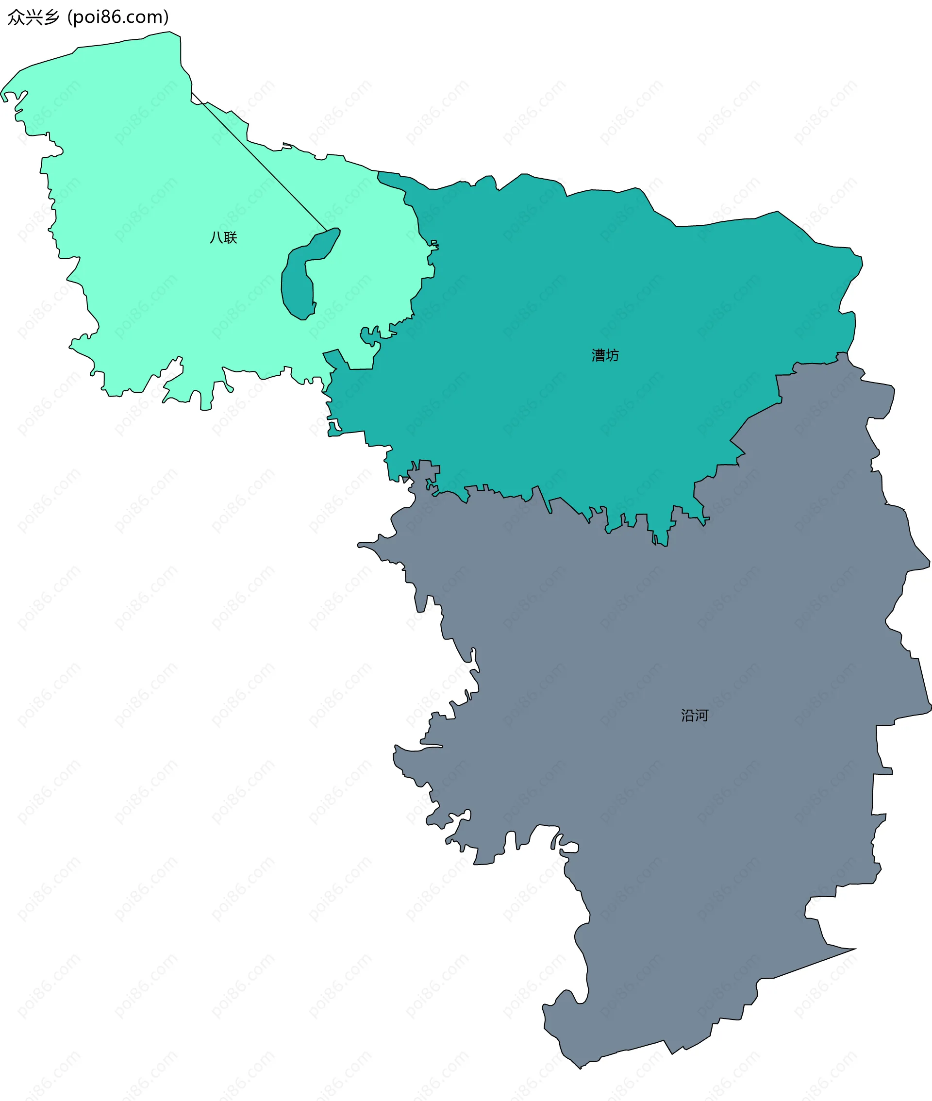 众兴乡边界地图(五级行政区划)