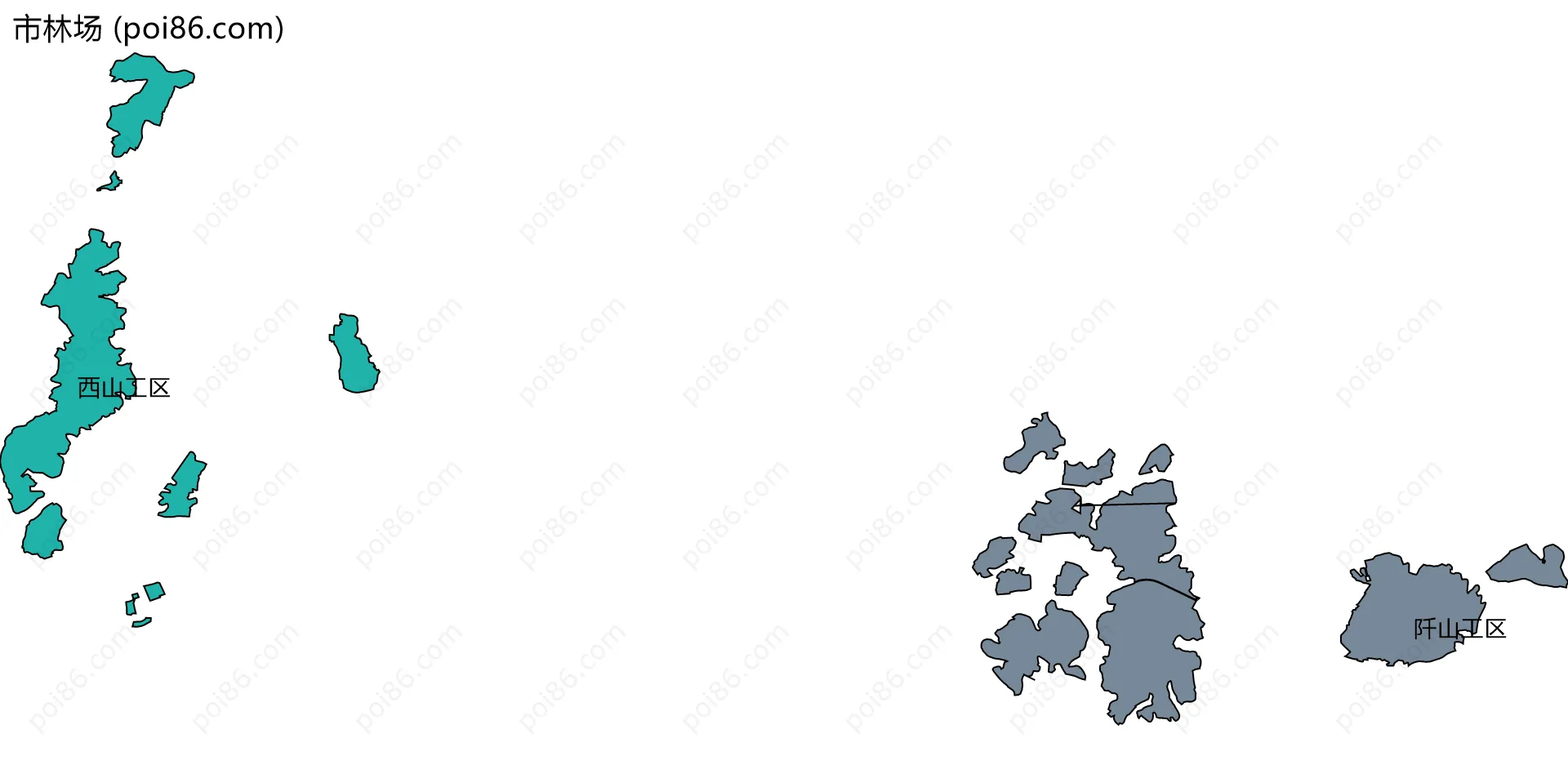 市林场边界地图(五级行政区划)