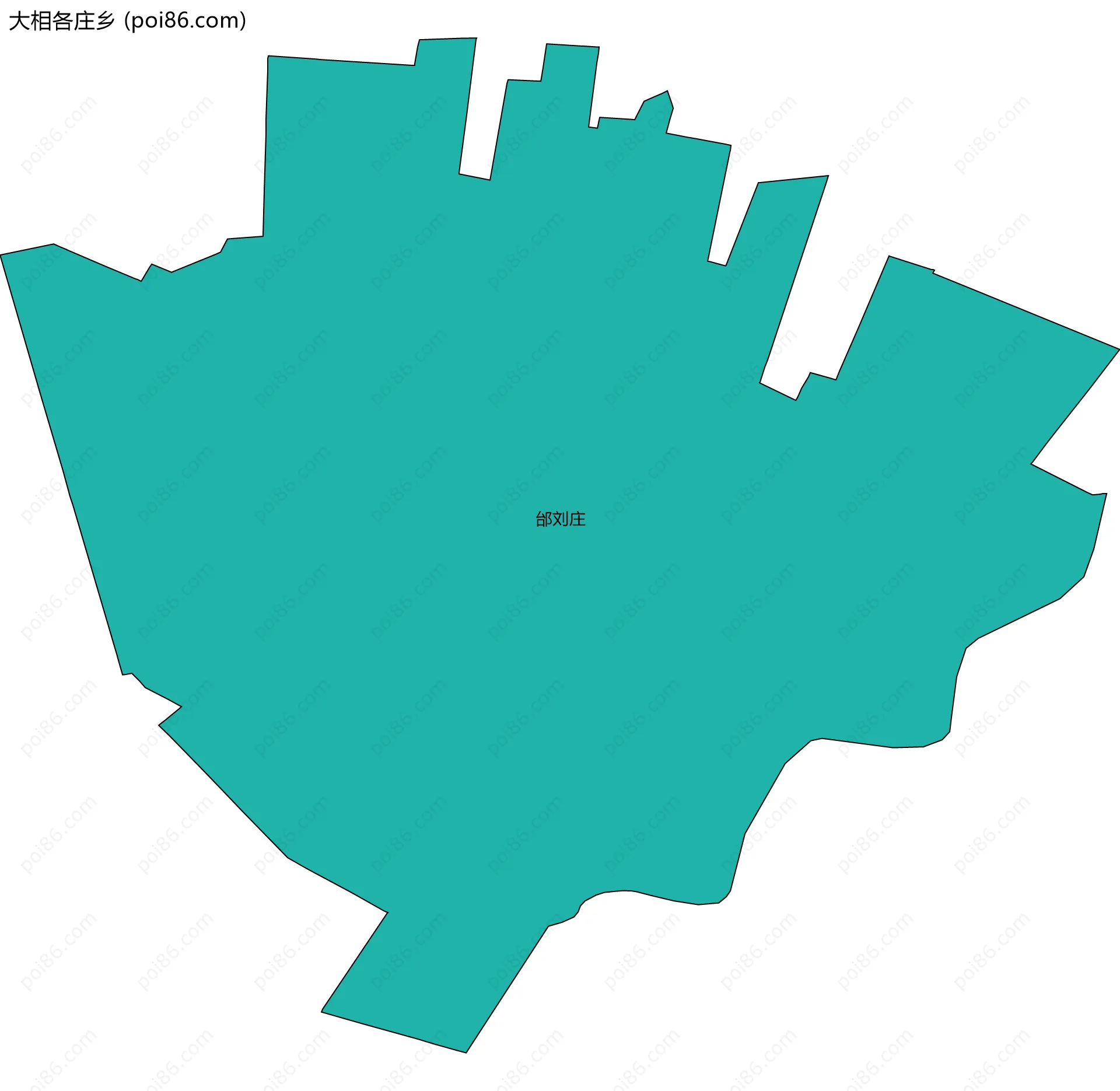 大相各庄乡边界地图(五级行政区划)
