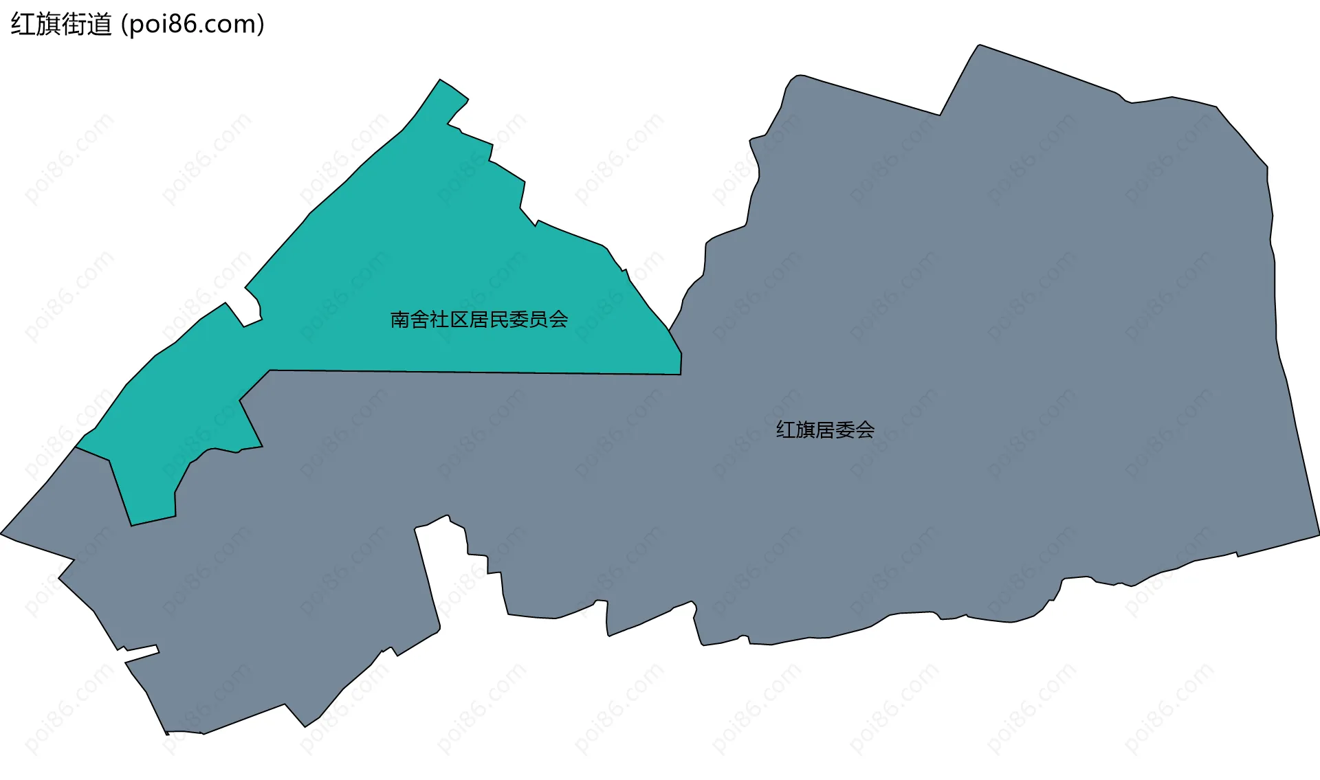 红旗街道边界地图(五级行政区划)