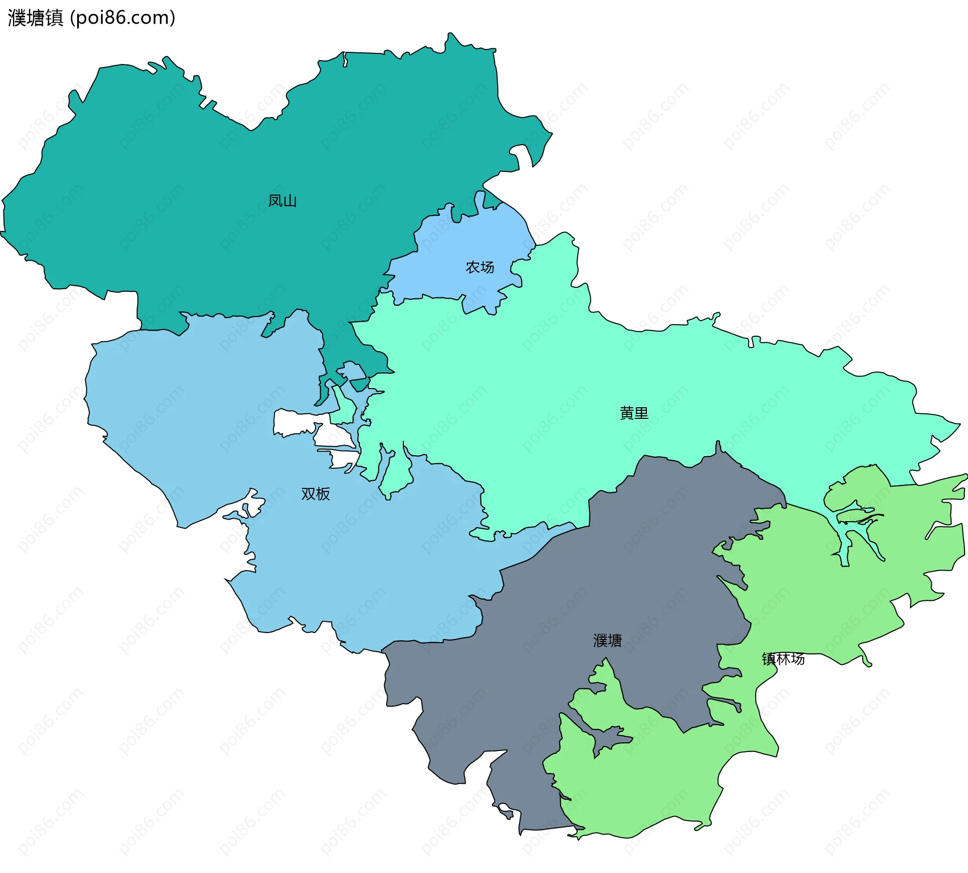 濮塘镇边界地图(五级行政区划)