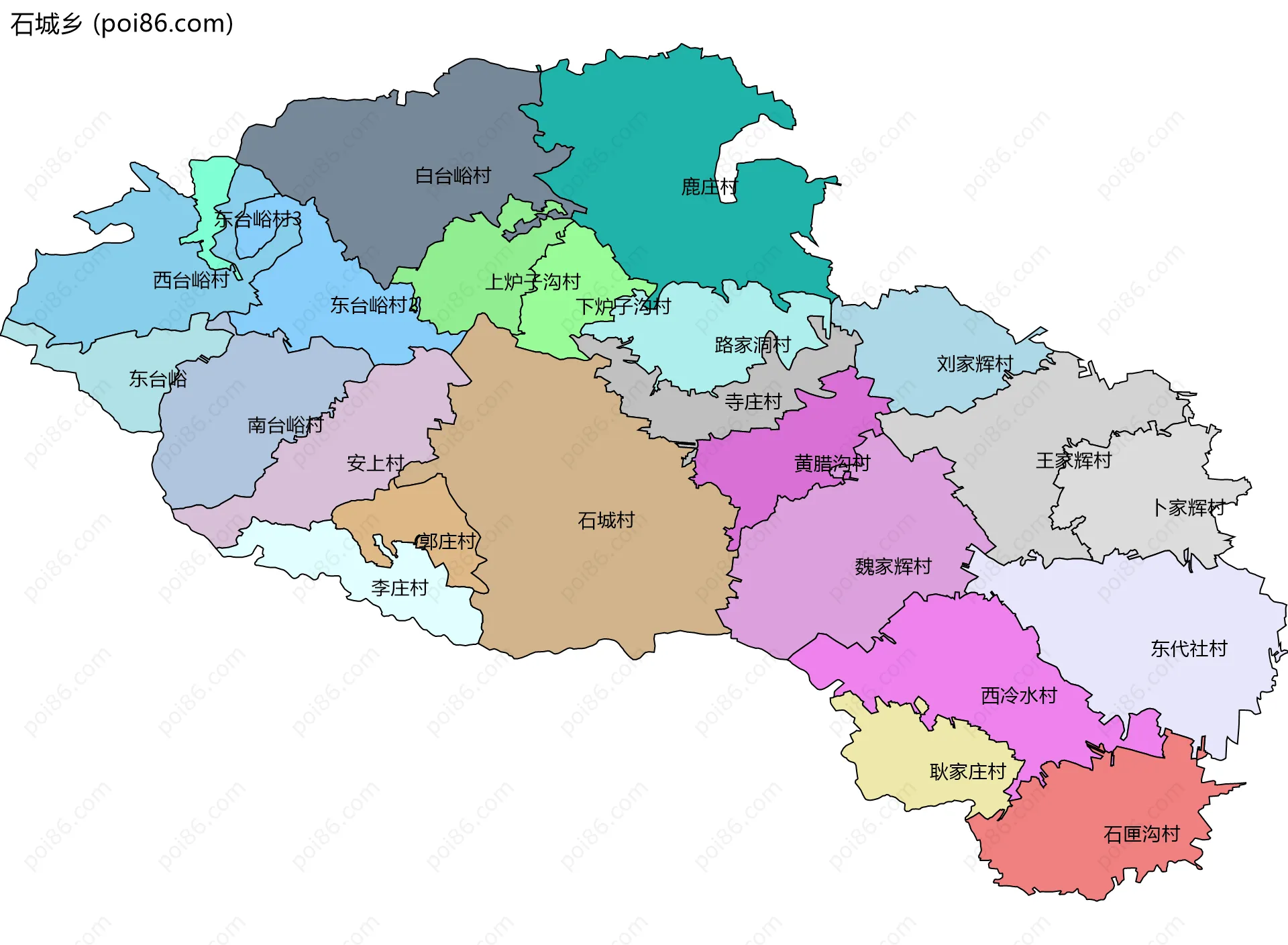 石城乡边界地图(五级行政区划)