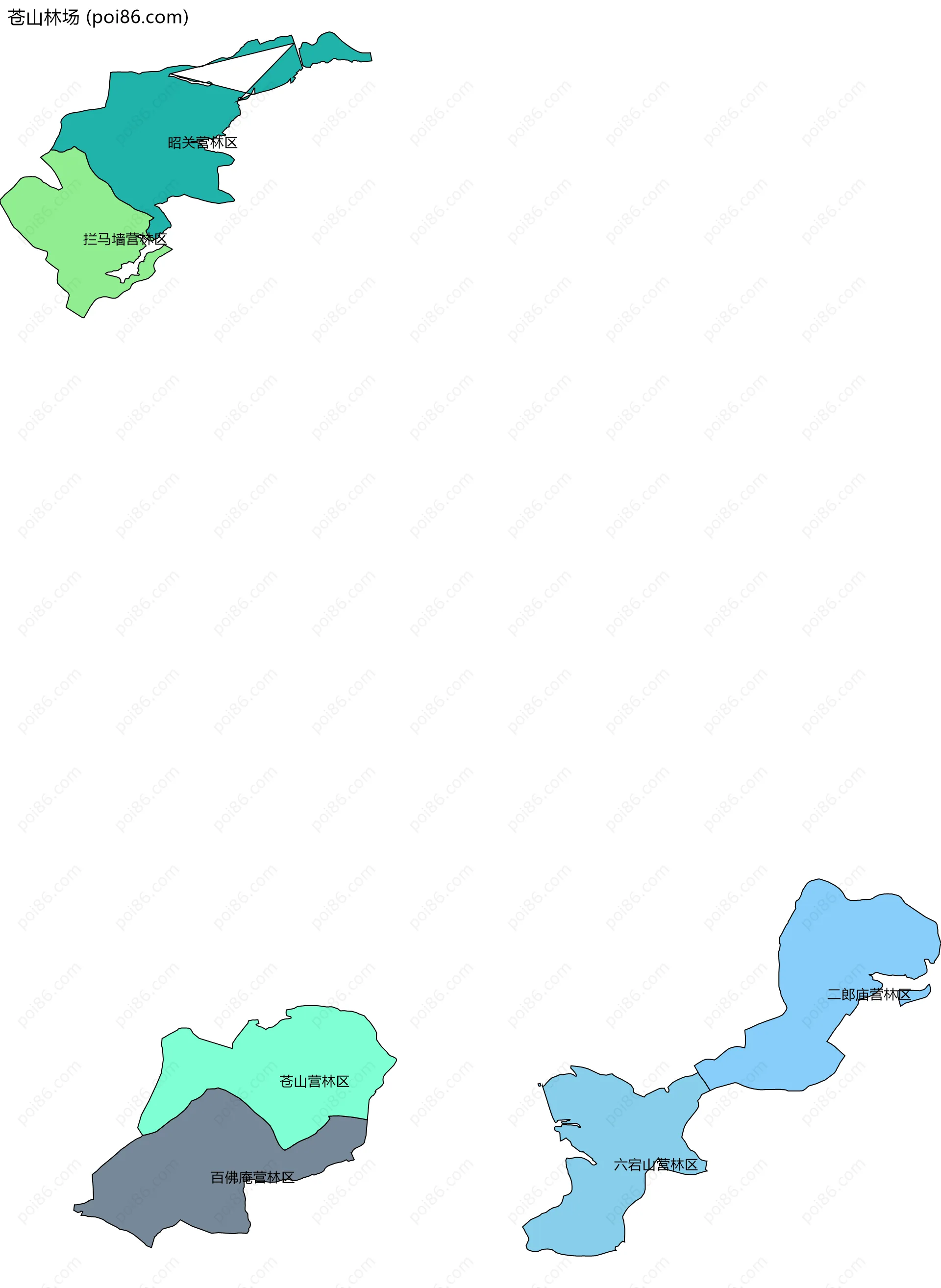 苍山林场边界地图(五级行政区划)