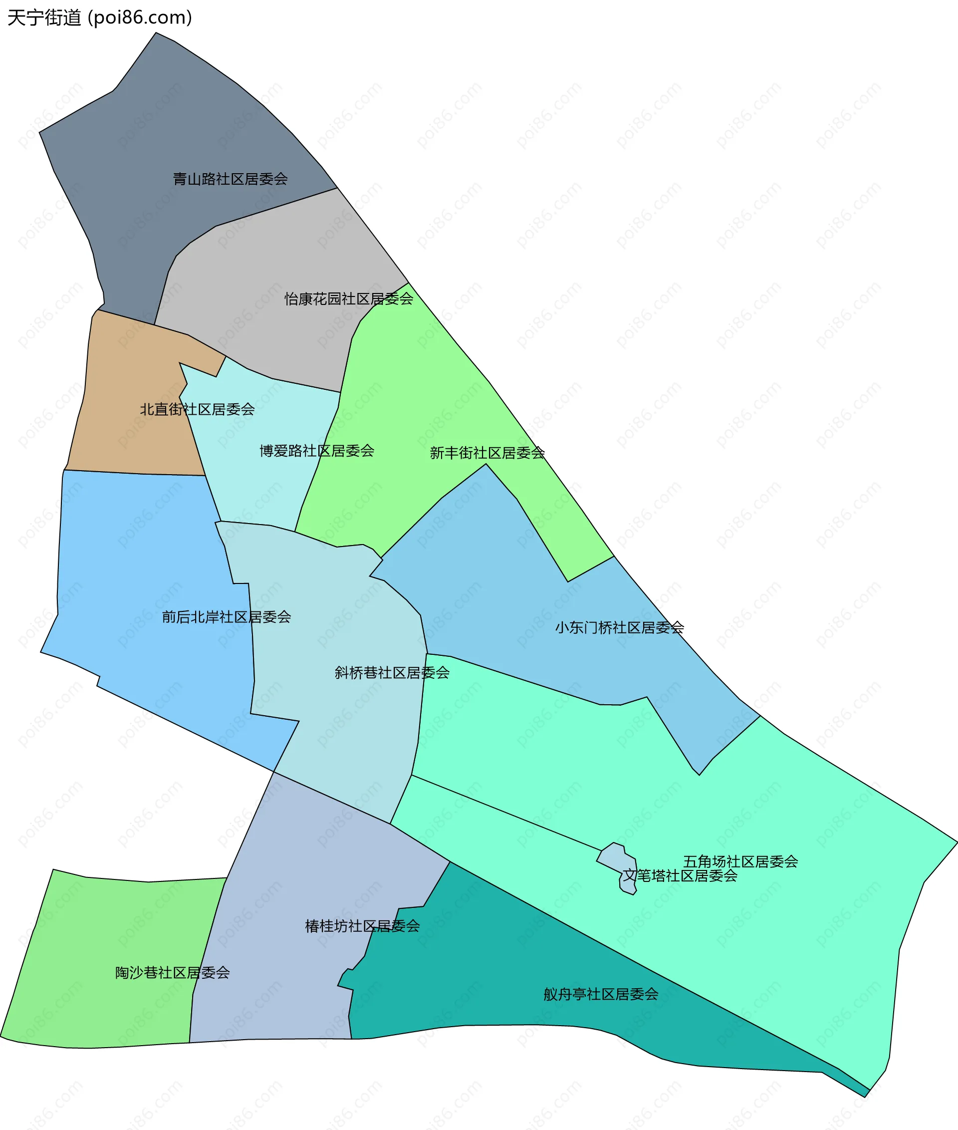 天宁街道边界地图(五级行政区划)